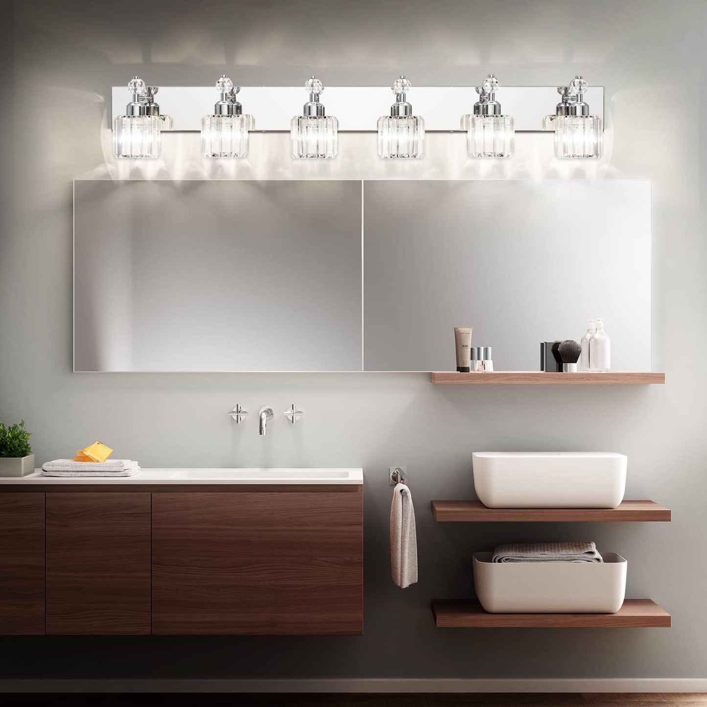 PRESDE Black Gold Crystal Bathroom Vanity Lights Fixtures Over Mirror Modern 3 Light Bath Wall Lighting