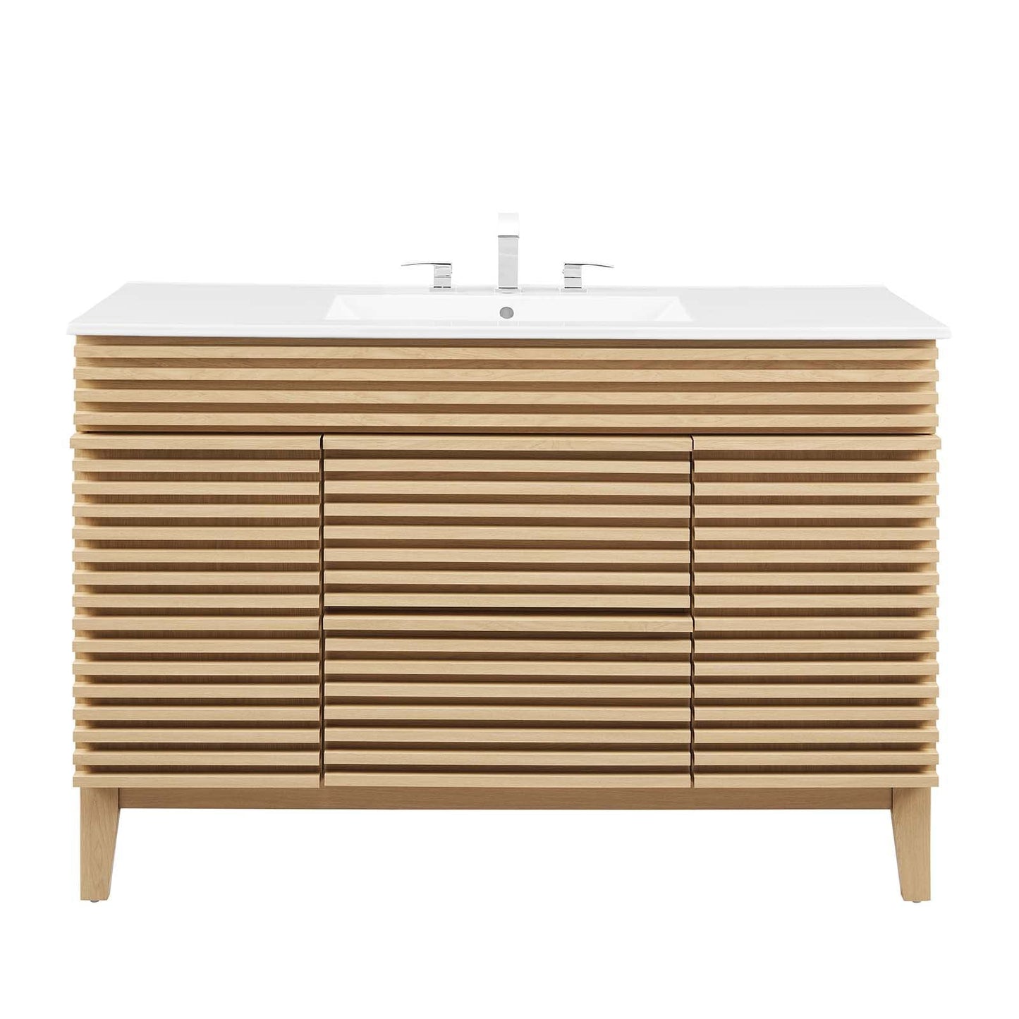 Modway Render 48" Double Sink Bathroom Vanity Cabinet in Walnut White