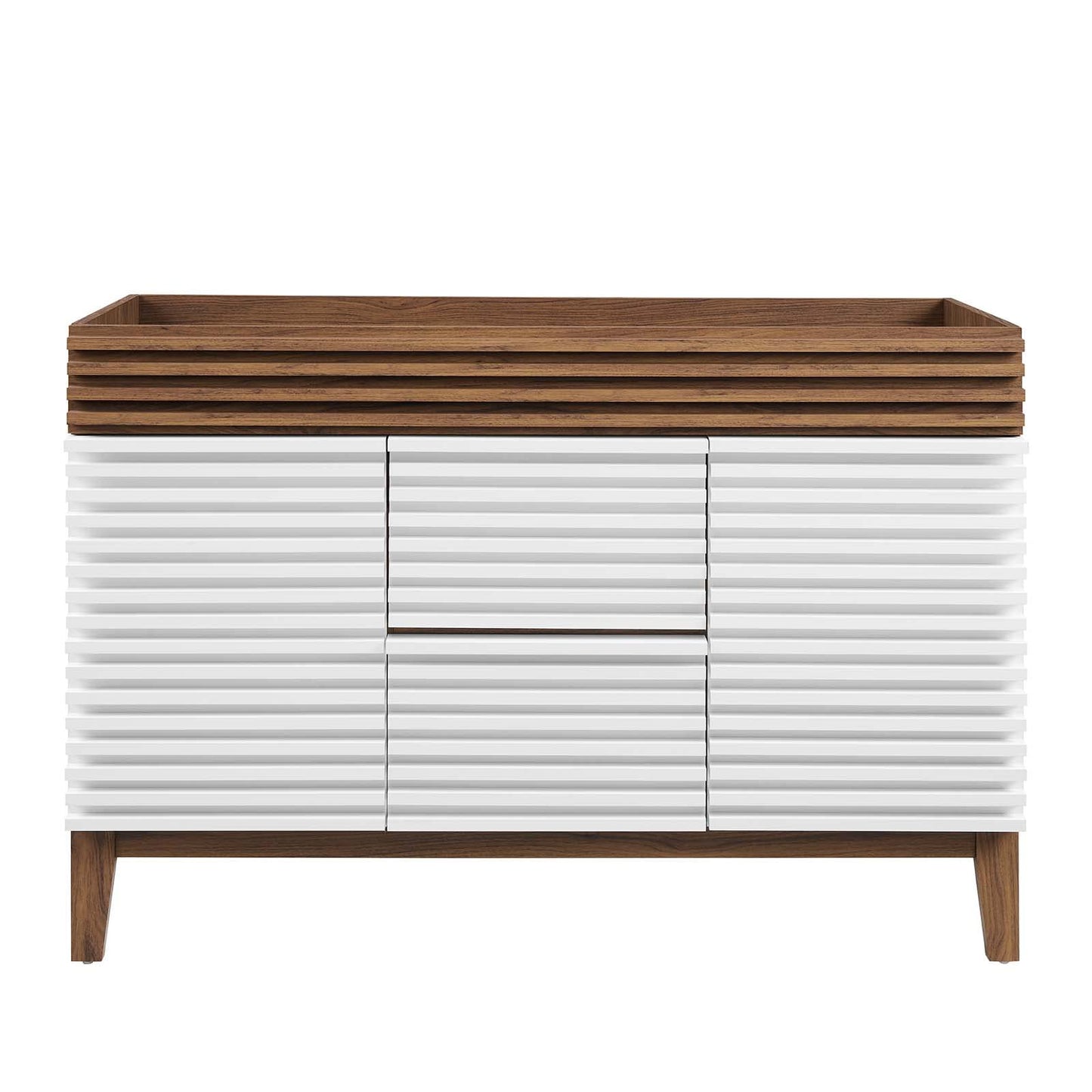 Modway Render 48" Double Sink Bathroom Vanity Cabinet in Walnut White