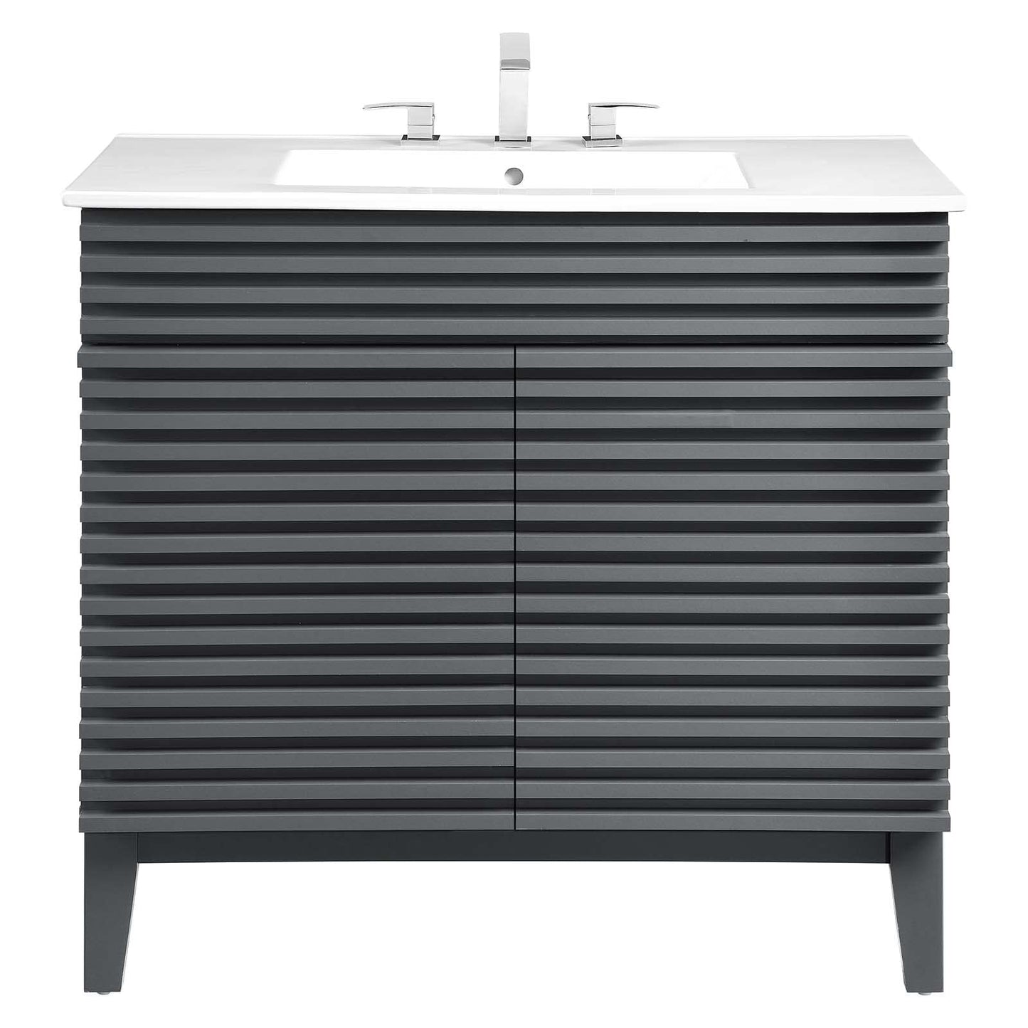 Modway Render 48" Double Sink Bathroom Vanity Cabinet in Walnut White