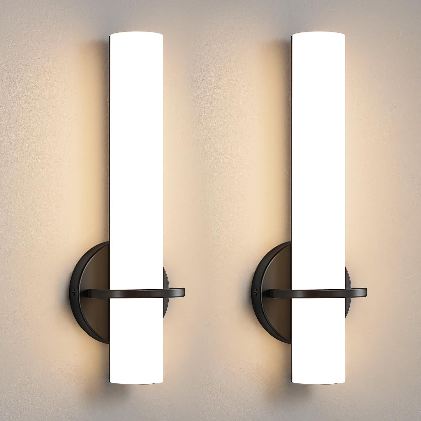 Gold Wall Sconces Set of Two - Dimmable Modern Sconces Wall Lighting 18W 3000K Led Wall Lights Acrylic Lampshade Hardwired Wall Light Fixtures for Living Room Bedroom Bathroom Hallway 18inch