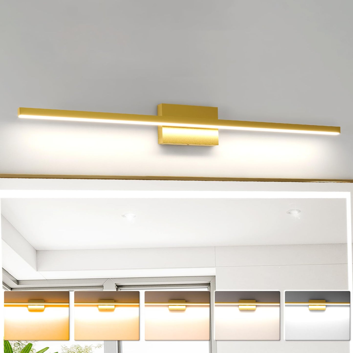 VOLISUN Modern Bathroom Vanity Light 15.7 inch, 12W Dimmable 5CCT Led Bathroom Light Fixture Over Mirror, Black Bar Vanity Light for Bathroom Mirror Restroom-ETL Certificated