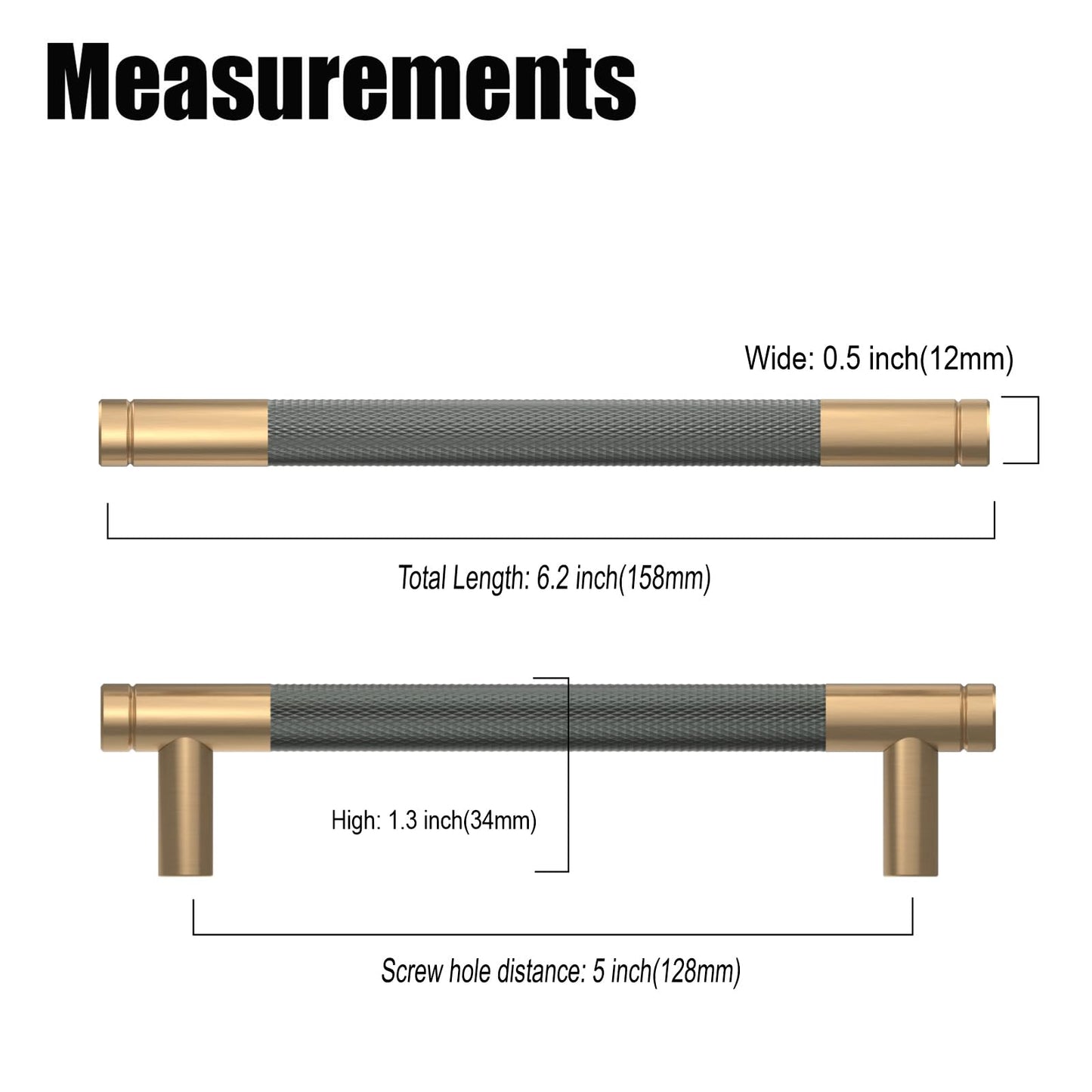 10 Pack 1"(25mm) Champagne Bronze and Matte Black Knurled Cabinet Knobs for Dresser Kitchen Knobs for Cabinets Single Hole Cabinet Pulls Hardware
