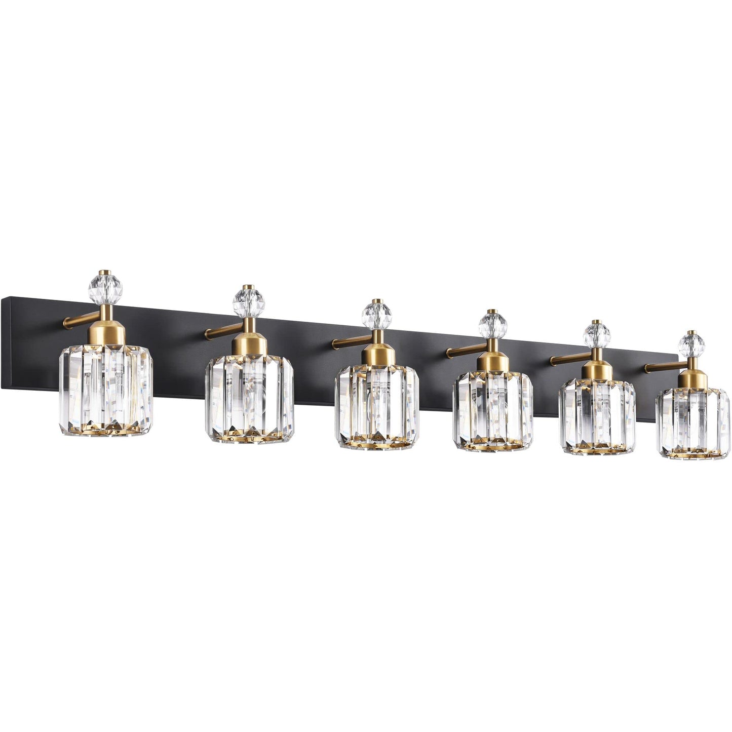 PRESDE Black Gold Crystal Bathroom Vanity Lights Fixtures Over Mirror Modern 3 Light Bath Wall Lighting