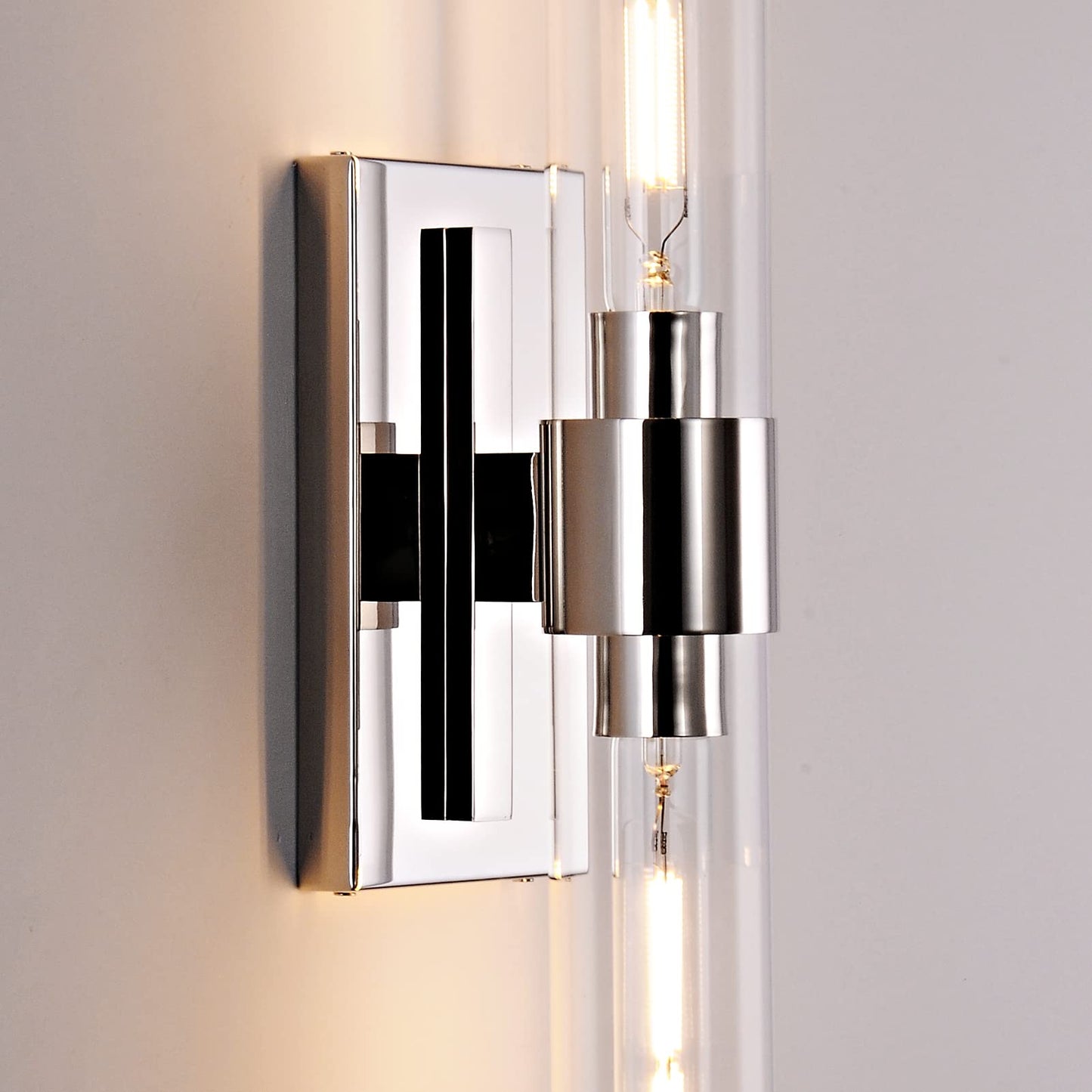 Brass Wall Sconces Set of Two, 22.8" Sconces Wall Lighting 2-Light, Gold Bathroom Vanity Wall Sconces, Glass Tube Wall Sconces, Indoor Wall Sconces for Bathroom, Bedroom, Vanity, Hallway