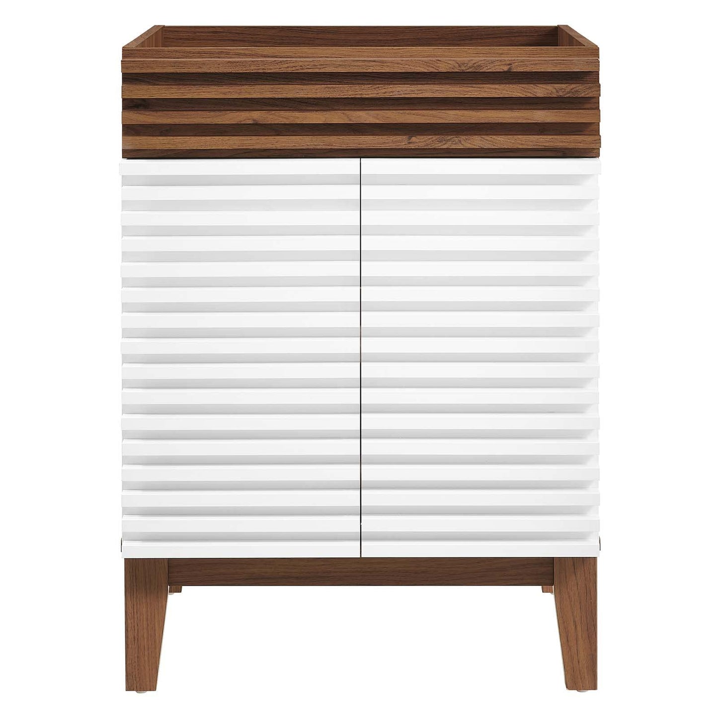 Modway Render 48" Double Sink Bathroom Vanity Cabinet in Walnut White