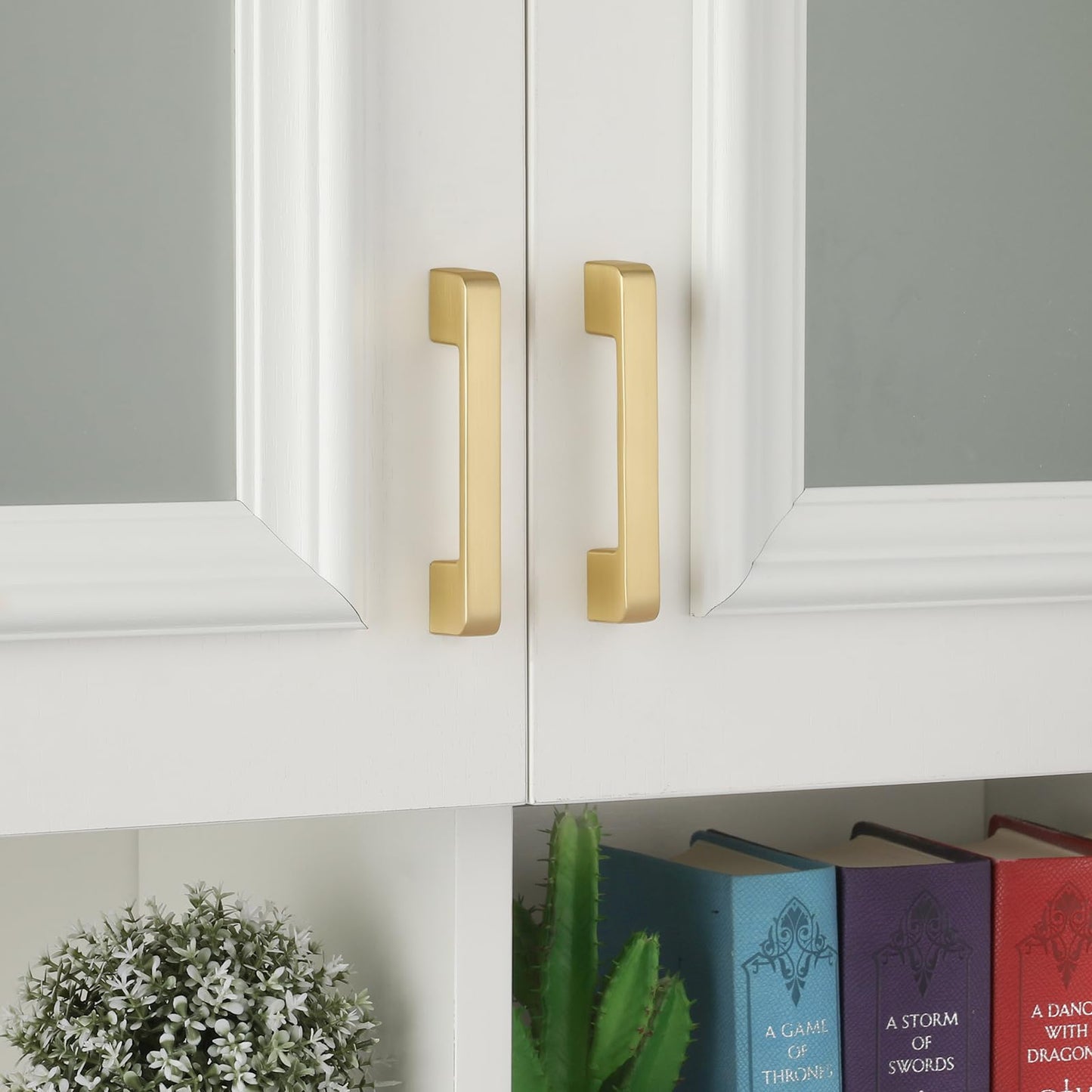 Rergy Champagne Bronze Cabinet Pulls, 10 Pack Champagne Bronze Cabinet Handles, 6.25" Screw Spacing Kitchen Cabinet Handles, 6-1/4inch(160mm) Center to Center Bathroom Cabient Hardware