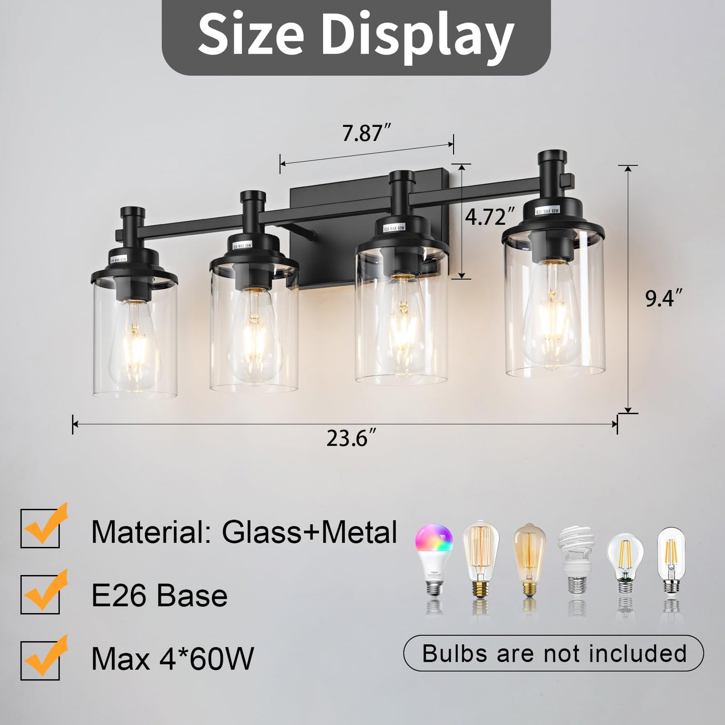 3 Light Bathroom Light Fixtures, Black and Brushed Gold Vanity Light Fixture Over Mirror, Modern Wall Sconces Lighting Wall Lamp for Bathroom, Bedroom, Hallway with Clear Glass Shade