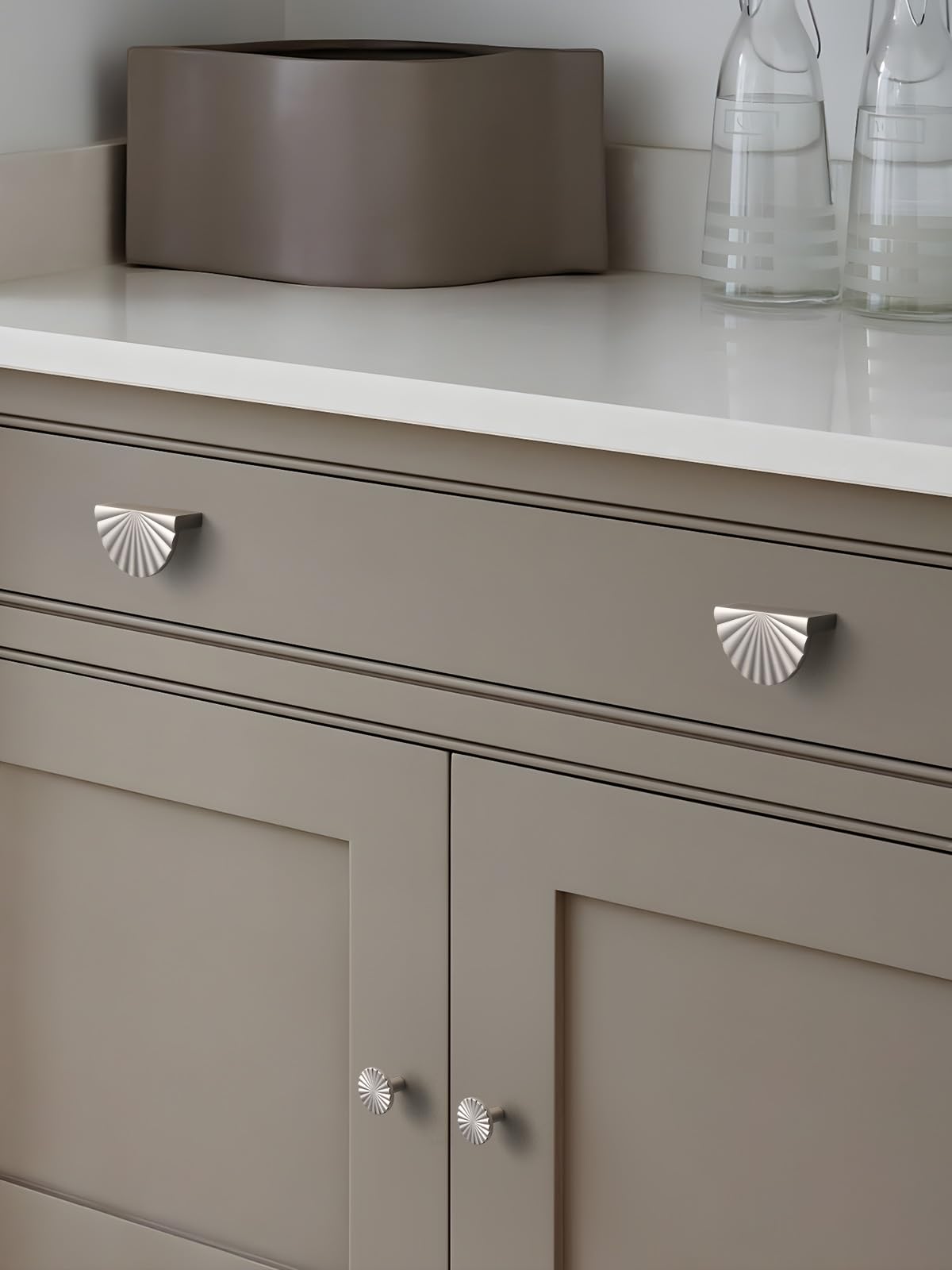 5 Pack Brushed Gold Cabinet Pulls 3" Hole Center Cup Flat Brass Drawer Pulls Kitchen Cupboard Bathroom Dresser Cabinet Hardware Handles Zinc Alloy