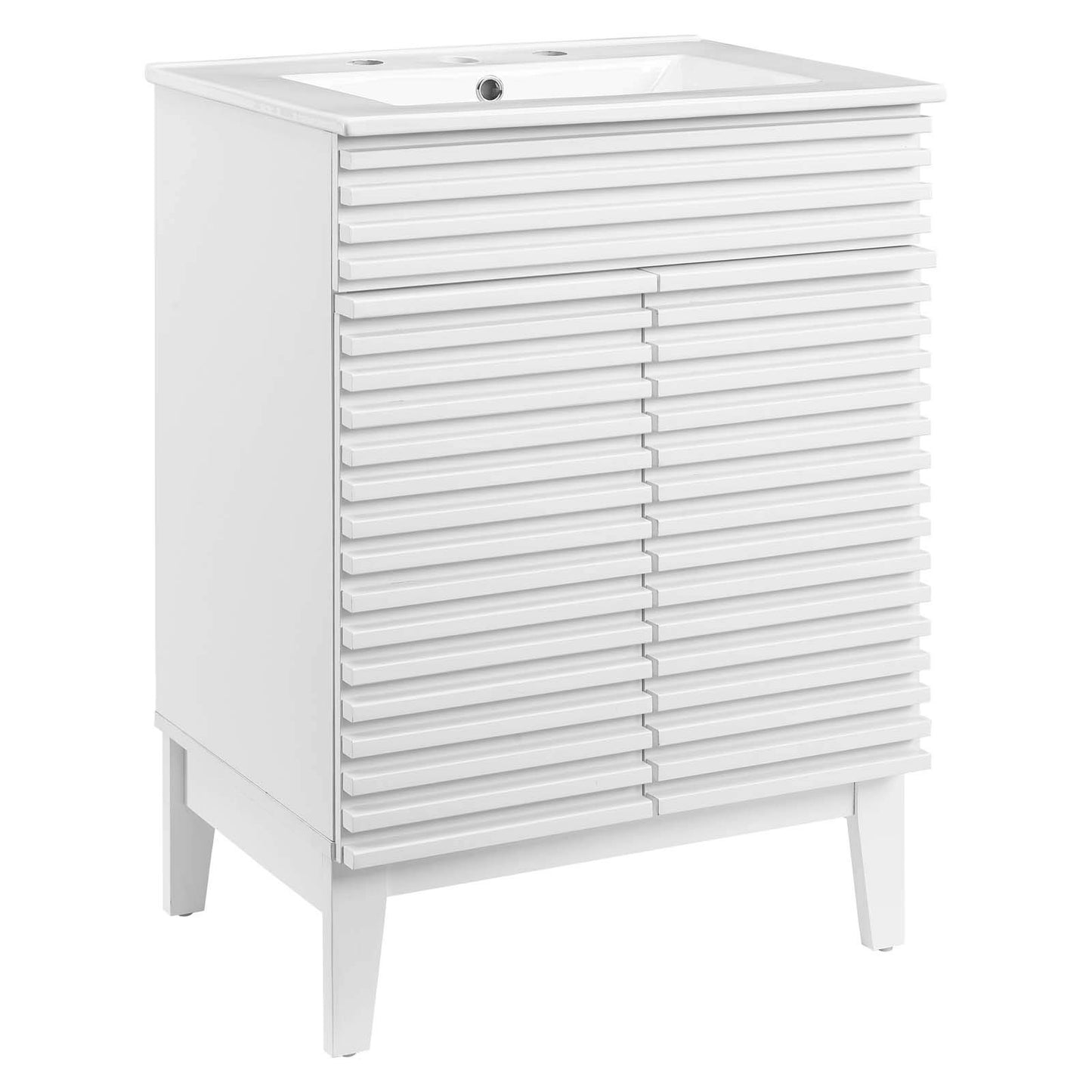 Modway Render 48" Double Sink Bathroom Vanity Cabinet in Walnut White