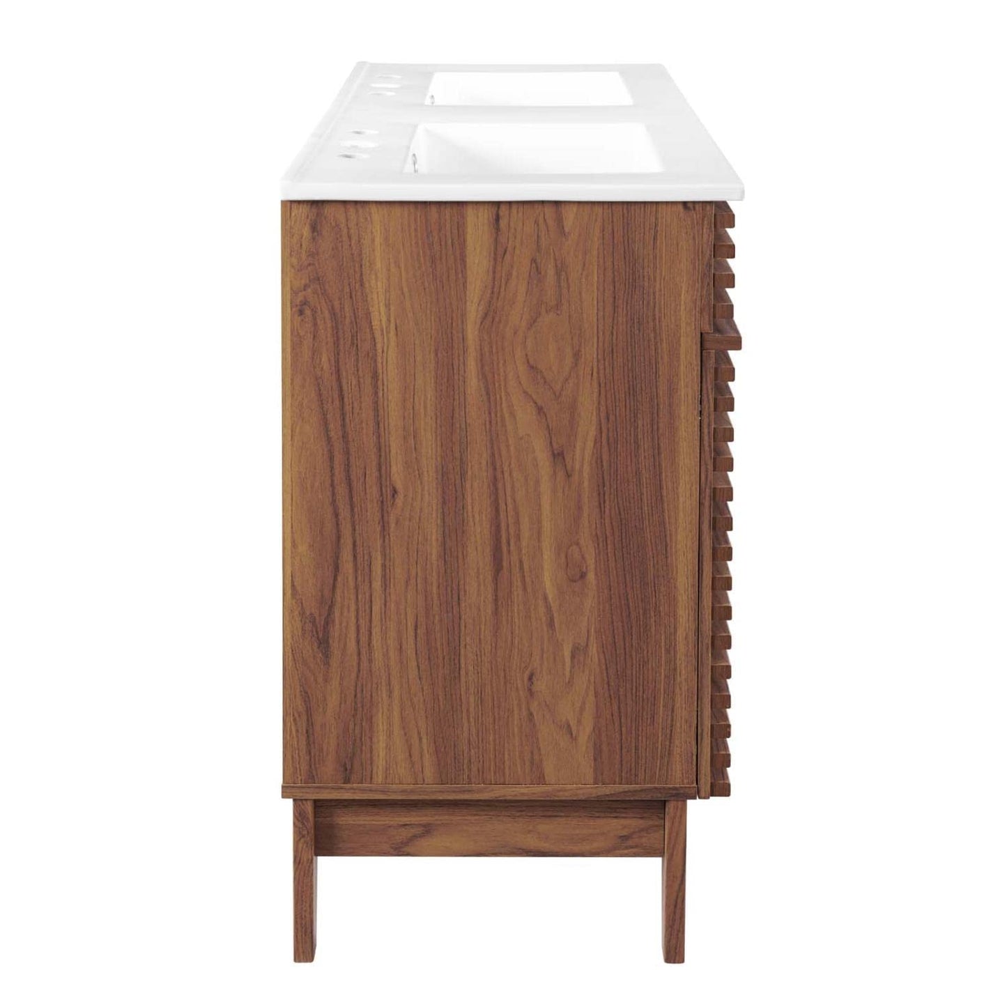 Modway Render 48" Double Sink Bathroom Vanity Cabinet in Walnut White