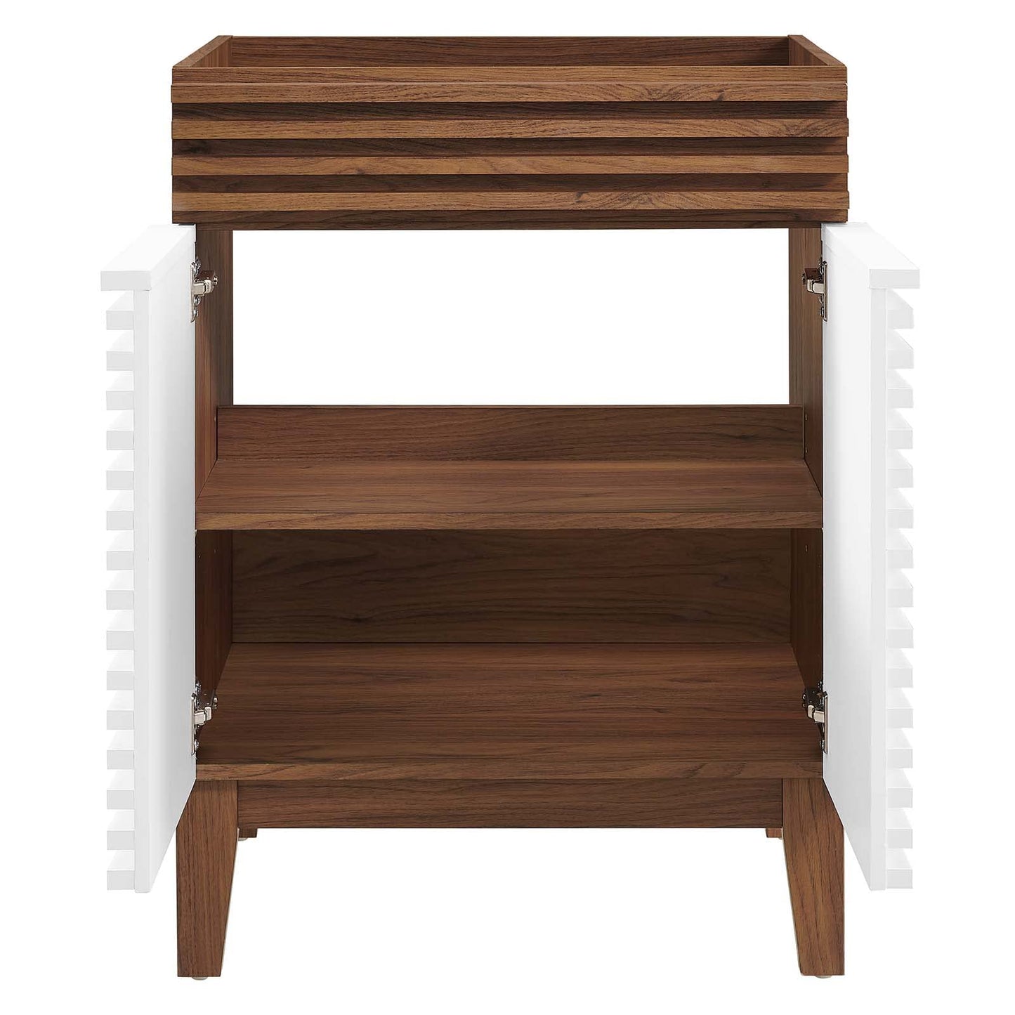 Modway Render 48" Double Sink Bathroom Vanity Cabinet in Walnut White