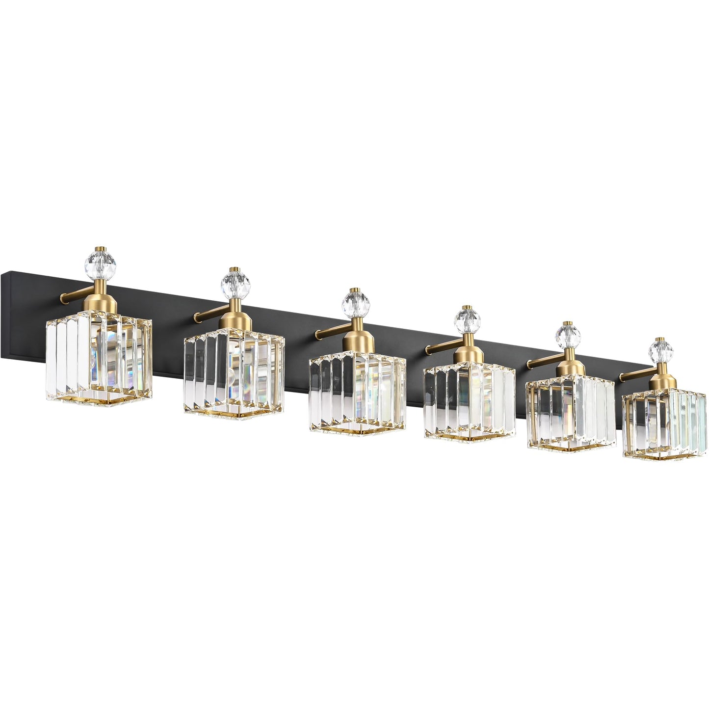 PRESDE Black Gold Crystal Bathroom Vanity Lights Fixtures Over Mirror Modern 3 Light Bath Wall Lighting