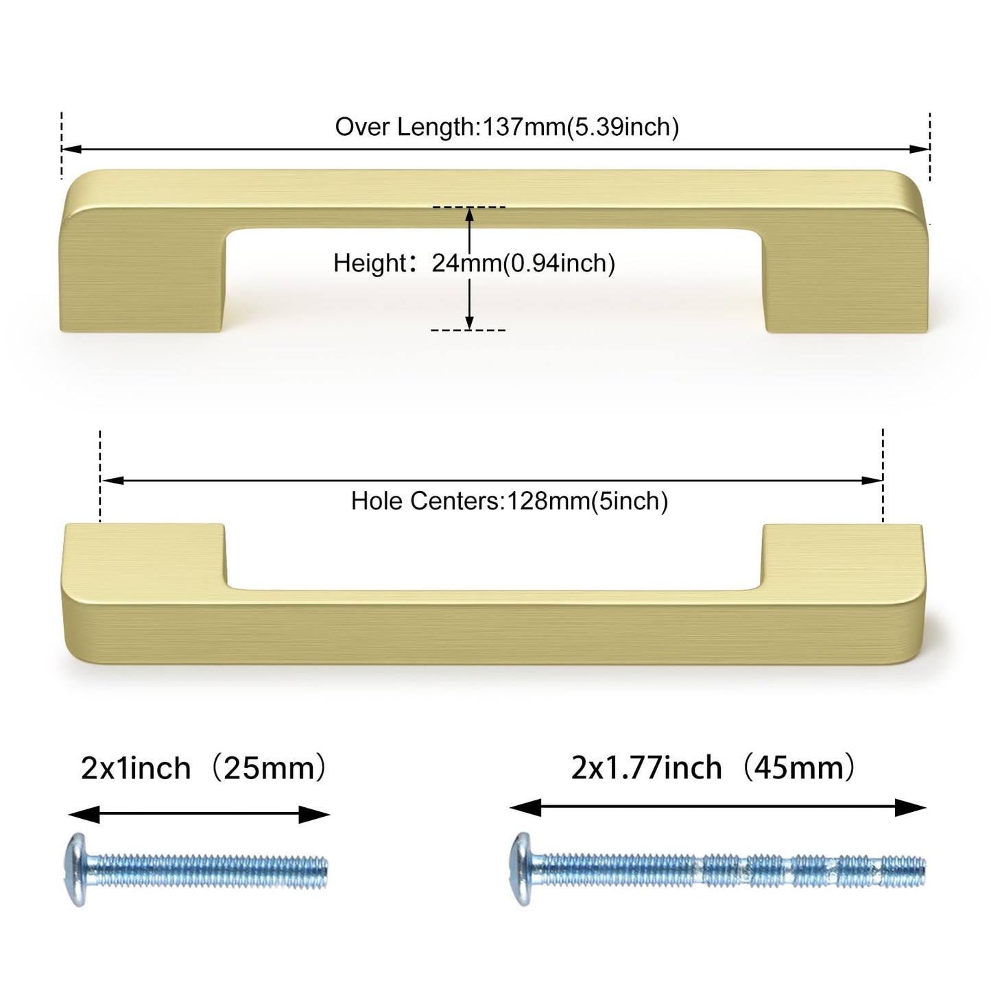 Rergy Champagne Bronze Cabinet Pulls, 10 Pack Champagne Bronze Cabinet Handles, 6.25" Screw Spacing Kitchen Cabinet Handles, 6-1/4inch(160mm) Center to Center Bathroom Cabient Hardware