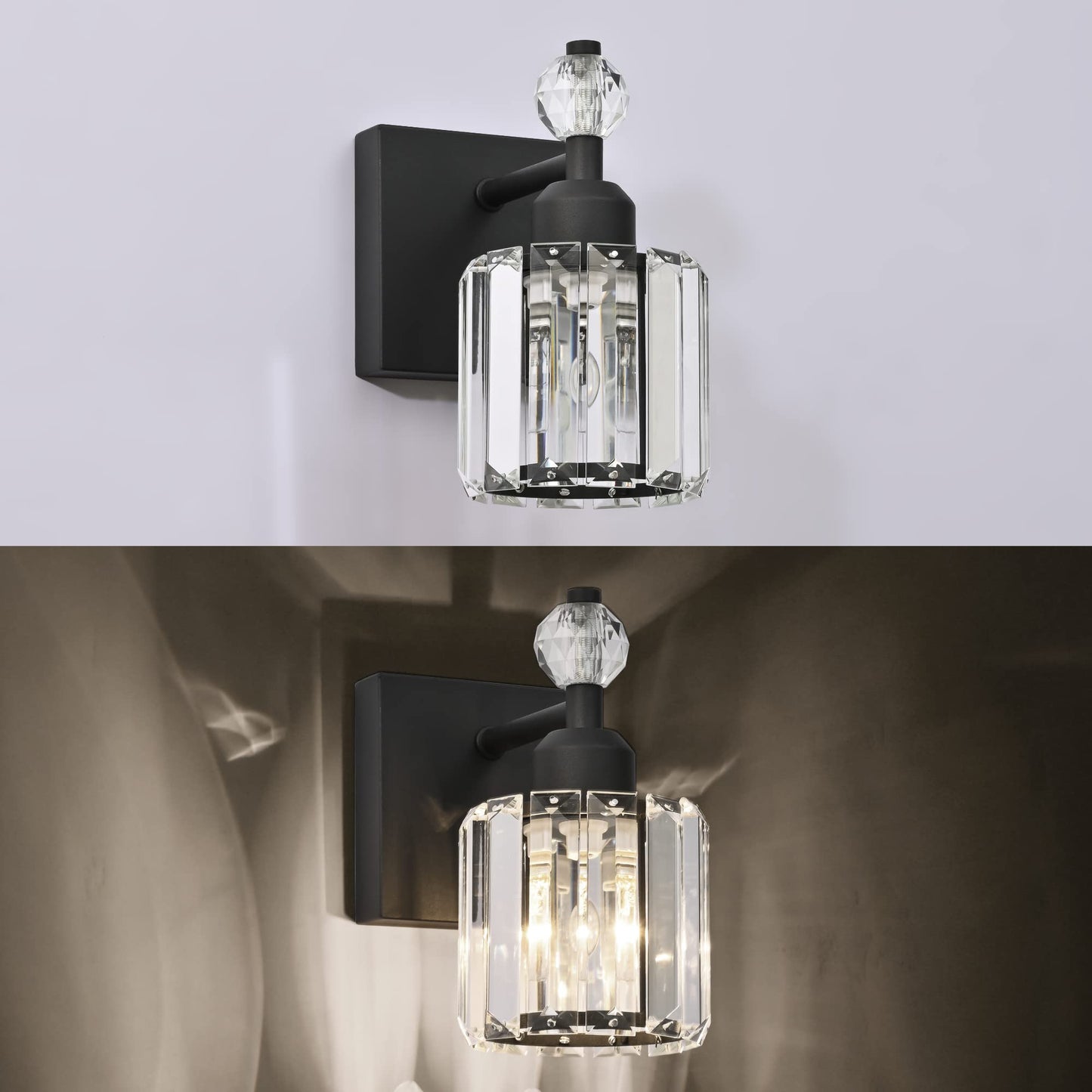 PRESDE Black Gold Crystal Bathroom Vanity Lights Fixtures Over Mirror Modern 3 Light Bath Wall Lighting