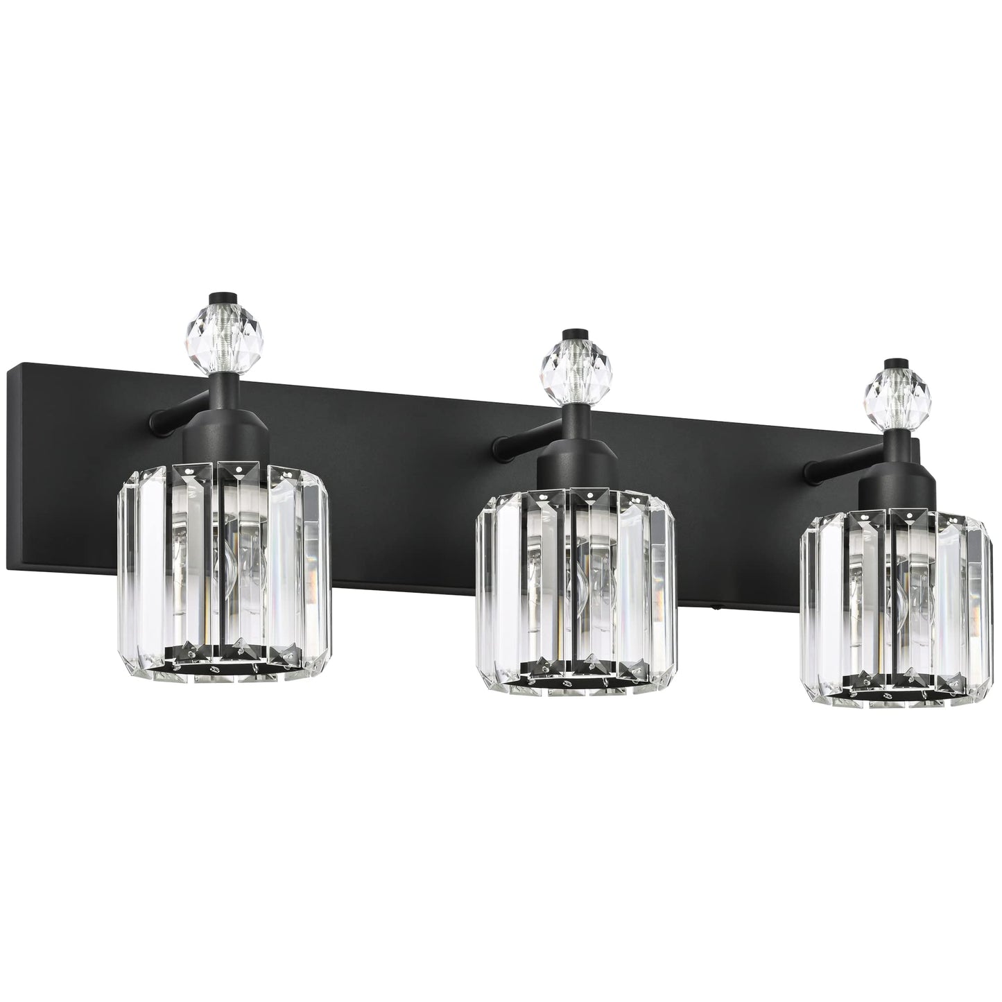 PRESDE Black Gold Crystal Bathroom Vanity Lights Fixtures Over Mirror Modern 3 Light Bath Wall Lighting