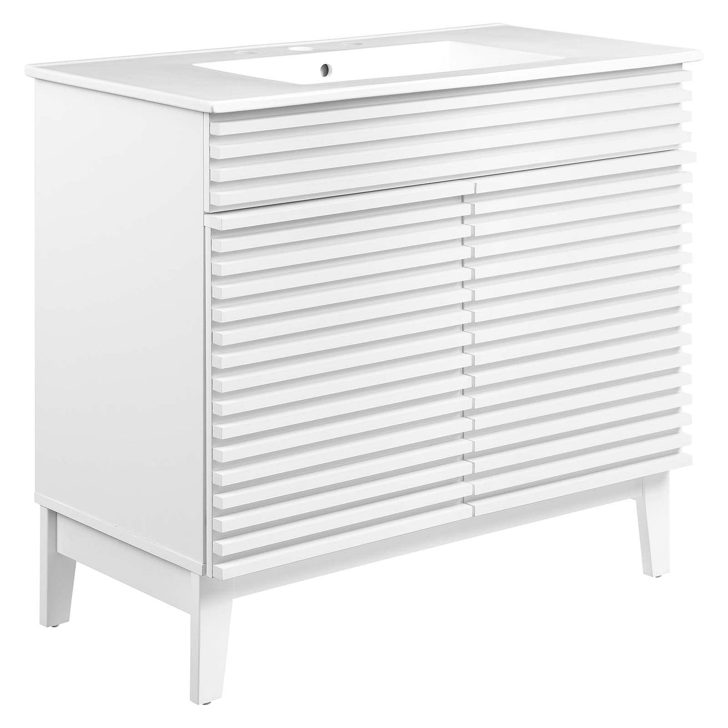 Modway Render 48" Double Sink Bathroom Vanity Cabinet in Walnut White