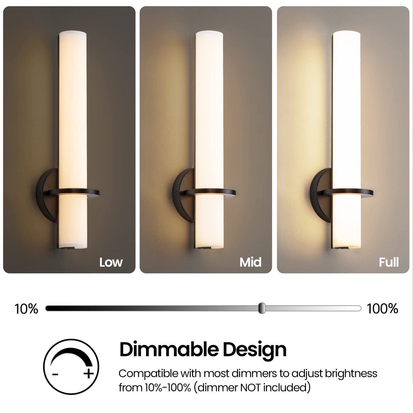 Gold Wall Sconces Set of Two - Dimmable Modern Sconces Wall Lighting 18W 3000K Led Wall Lights Acrylic Lampshade Hardwired Wall Light Fixtures for Living Room Bedroom Bathroom Hallway 18inch