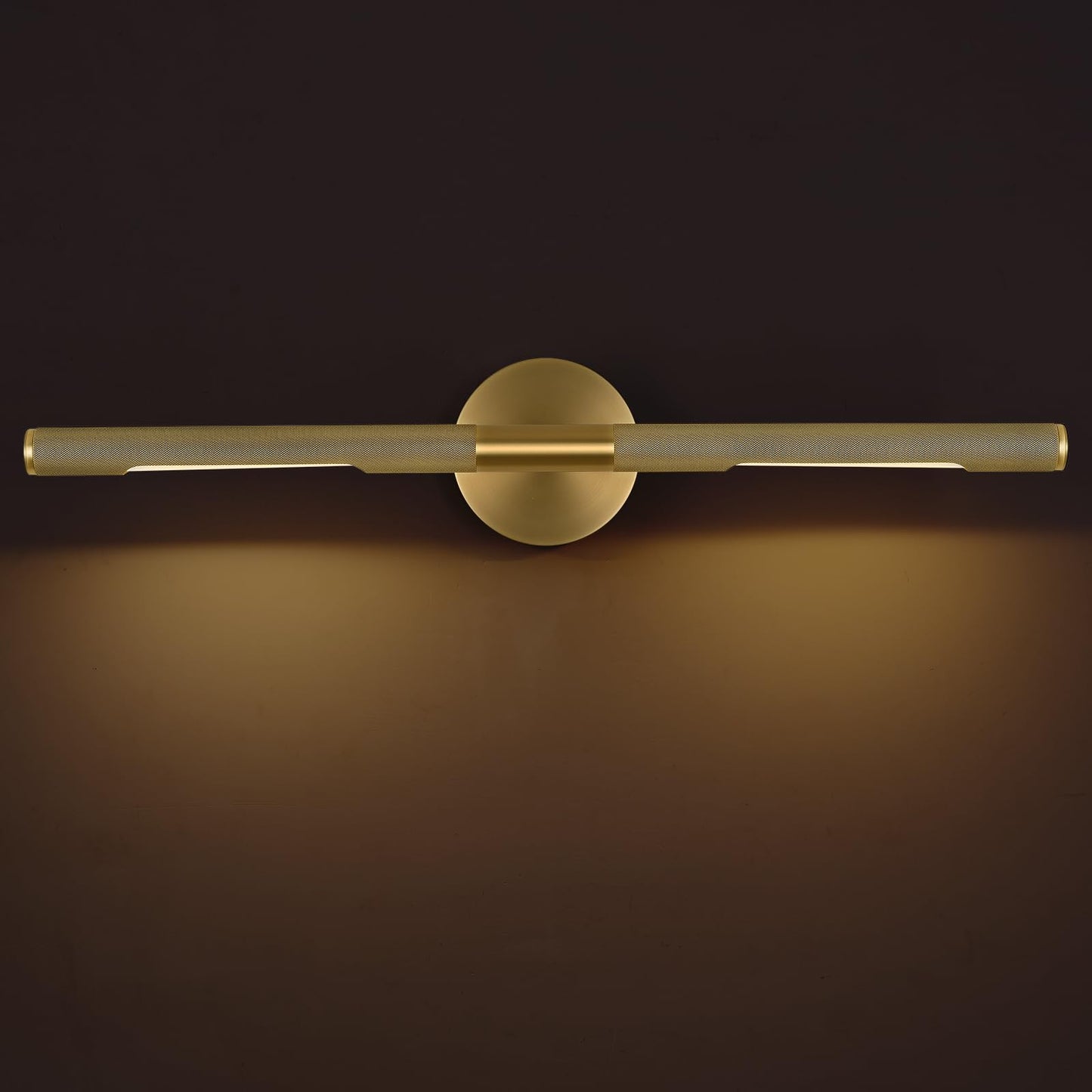 Knurled Brass Picture Light,19 in Gold Picture Lights For Wall,Rotatable 360° Wall Sconces Lighting,Bathroom Vanity Light,Bathroom Wall Sconce,Linear Knurled texture Wall Sconce,Includes bulbs