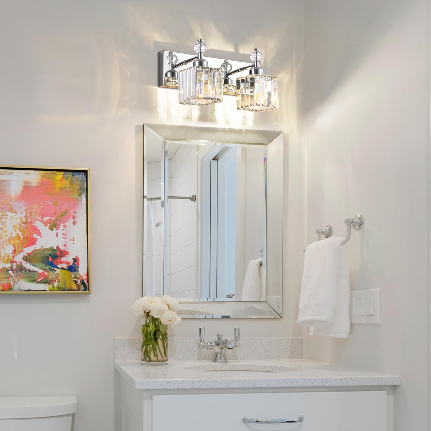 PRESDE Black Gold Crystal Bathroom Vanity Lights Fixtures Over Mirror Modern 3 Light Bath Wall Lighting