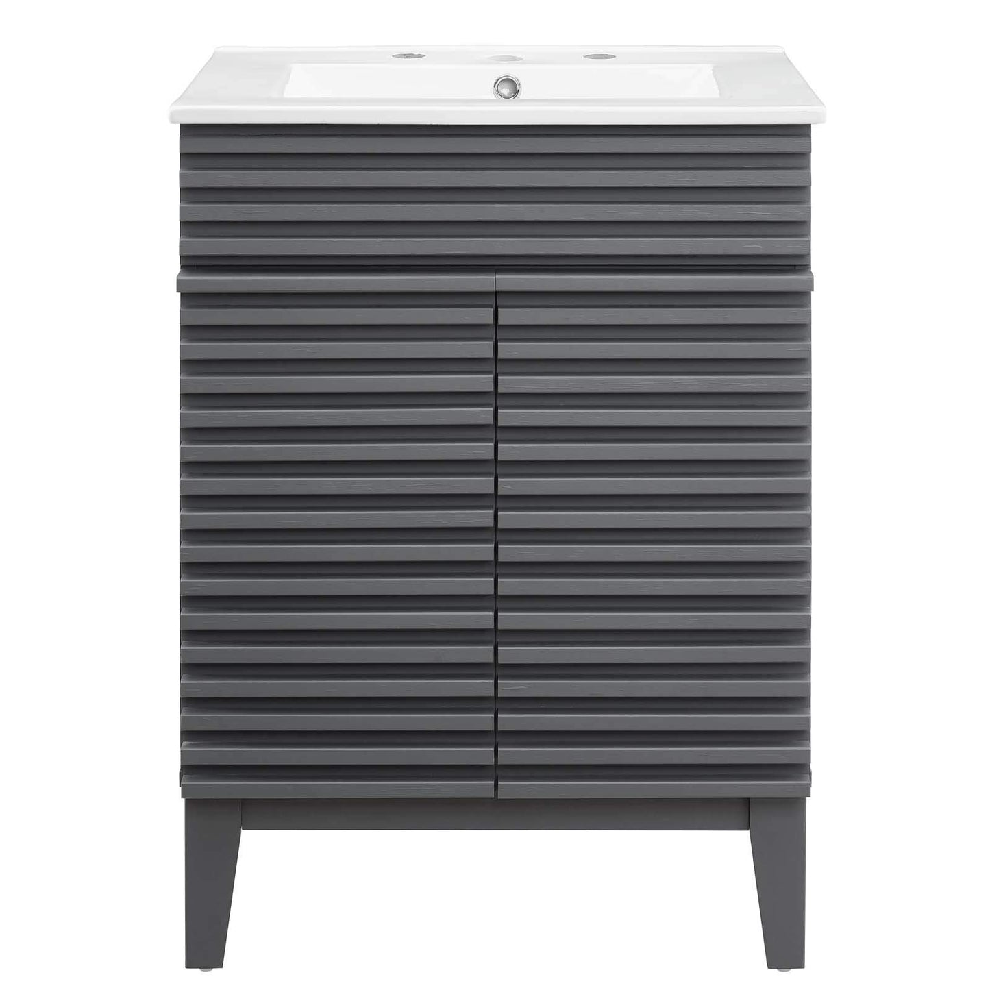 Modway Render 48" Double Sink Bathroom Vanity Cabinet in Walnut White