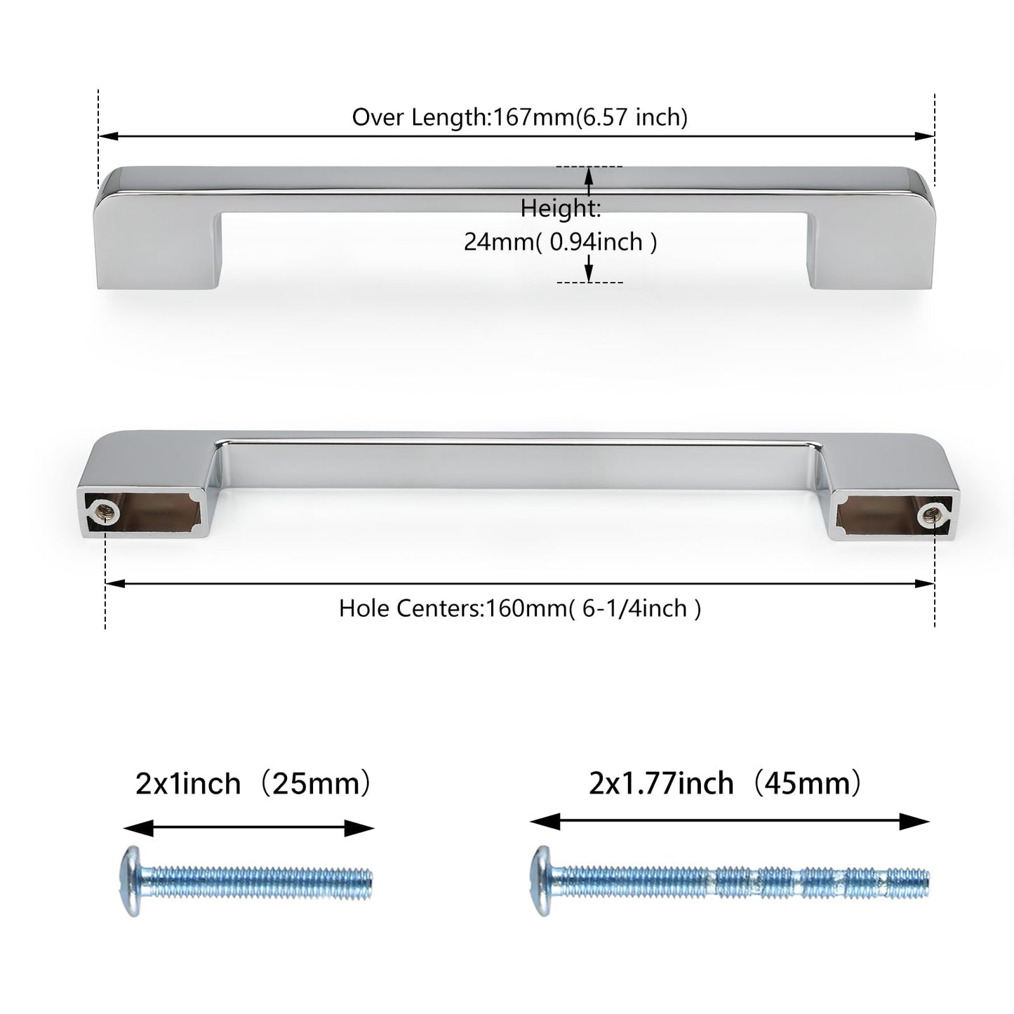 Rergy Champagne Bronze Cabinet Pulls, 10 Pack Champagne Bronze Cabinet Handles, 6.25" Screw Spacing Kitchen Cabinet Handles, 6-1/4inch(160mm) Center to Center Bathroom Cabient Hardware
