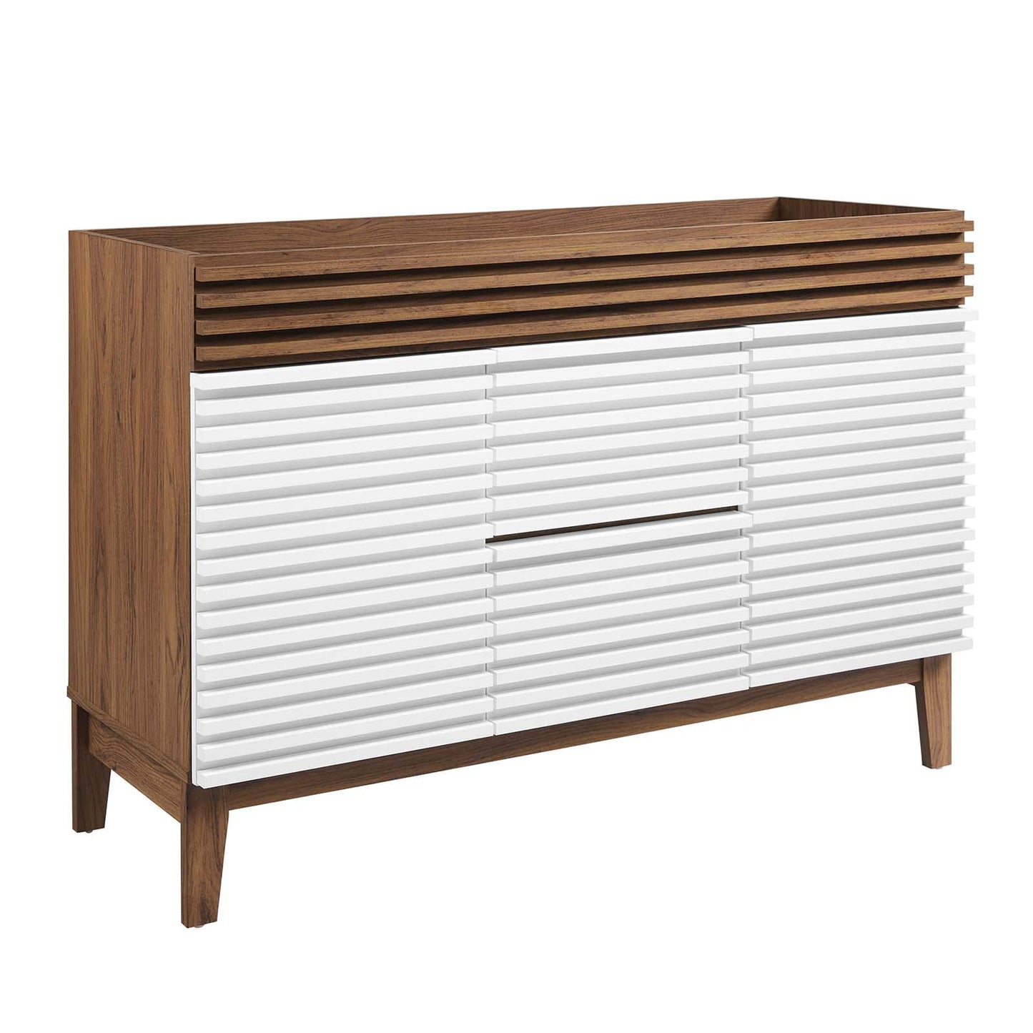 Modway Render 48" Double Sink Bathroom Vanity Cabinet in Walnut White
