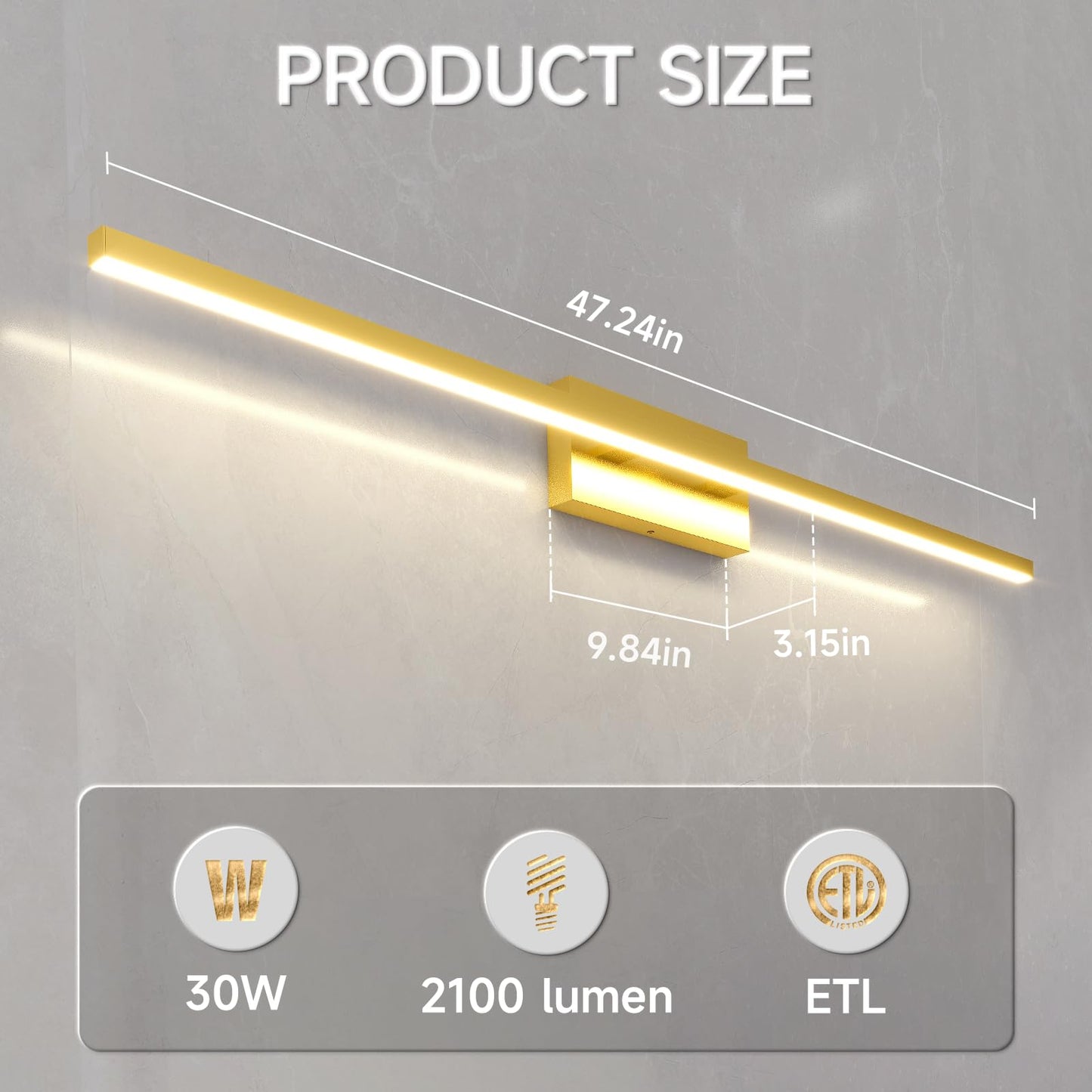 VOLISUN Modern Bathroom Vanity Light 15.7 inch, 12W Dimmable 5CCT Led Bathroom Light Fixture Over Mirror, Black Bar Vanity Light for Bathroom Mirror Restroom-ETL Certificated