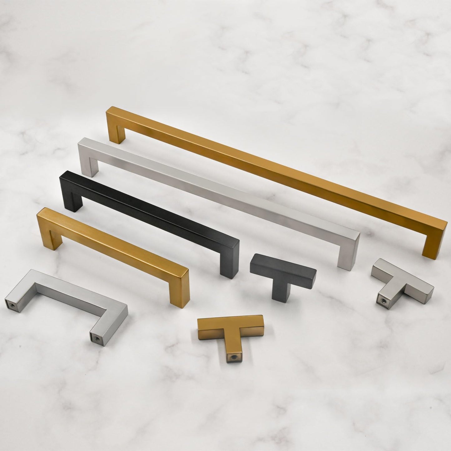 10 Pack 5''(128mm) Matte Black Cabinet Pulls Kitchen Stainless Steel Cabinet Handles Square Cabinet Hardware for Cupboard Drawer Pulls