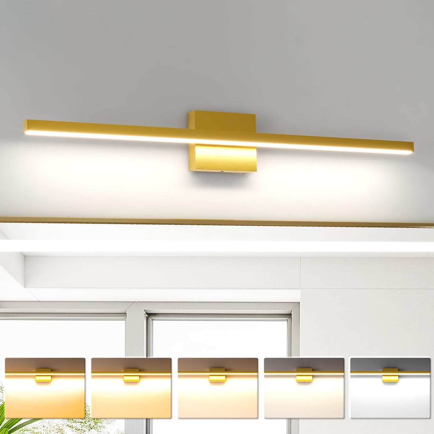 VOLISUN Modern Bathroom Vanity Light 15.7 inch, 12W Dimmable 5CCT Led Bathroom Light Fixture Over Mirror, Black Bar Vanity Light for Bathroom Mirror Restroom-ETL Certificated