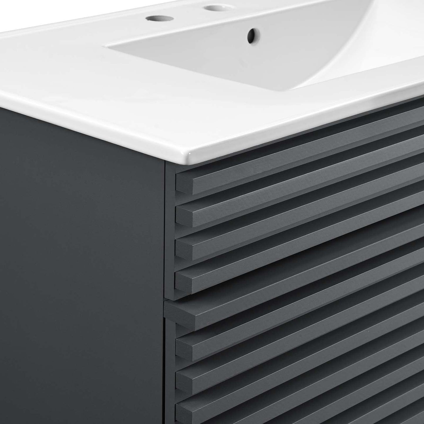 Modway Render 48" Double Sink Bathroom Vanity Cabinet in Walnut White