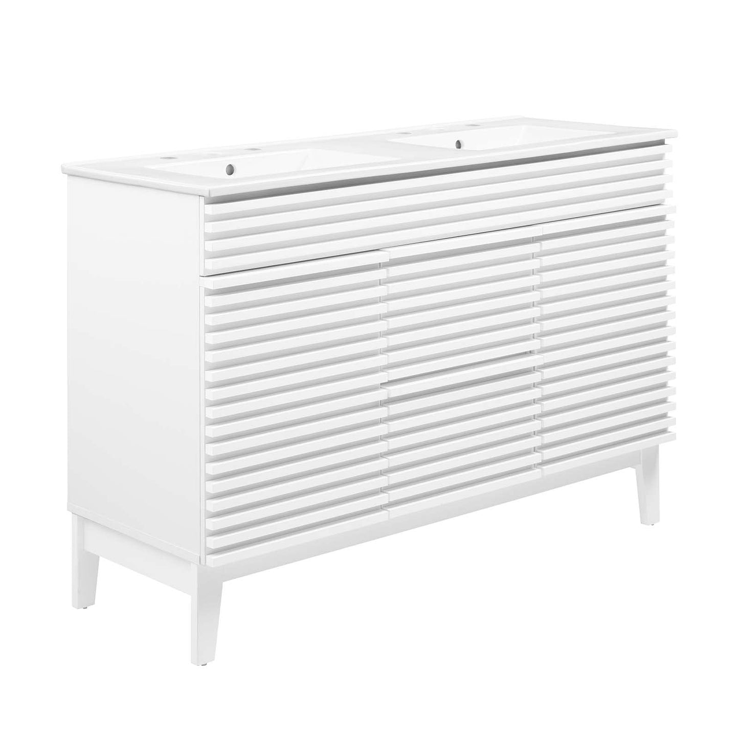 Modway Render 48" Double Sink Bathroom Vanity Cabinet in Walnut White