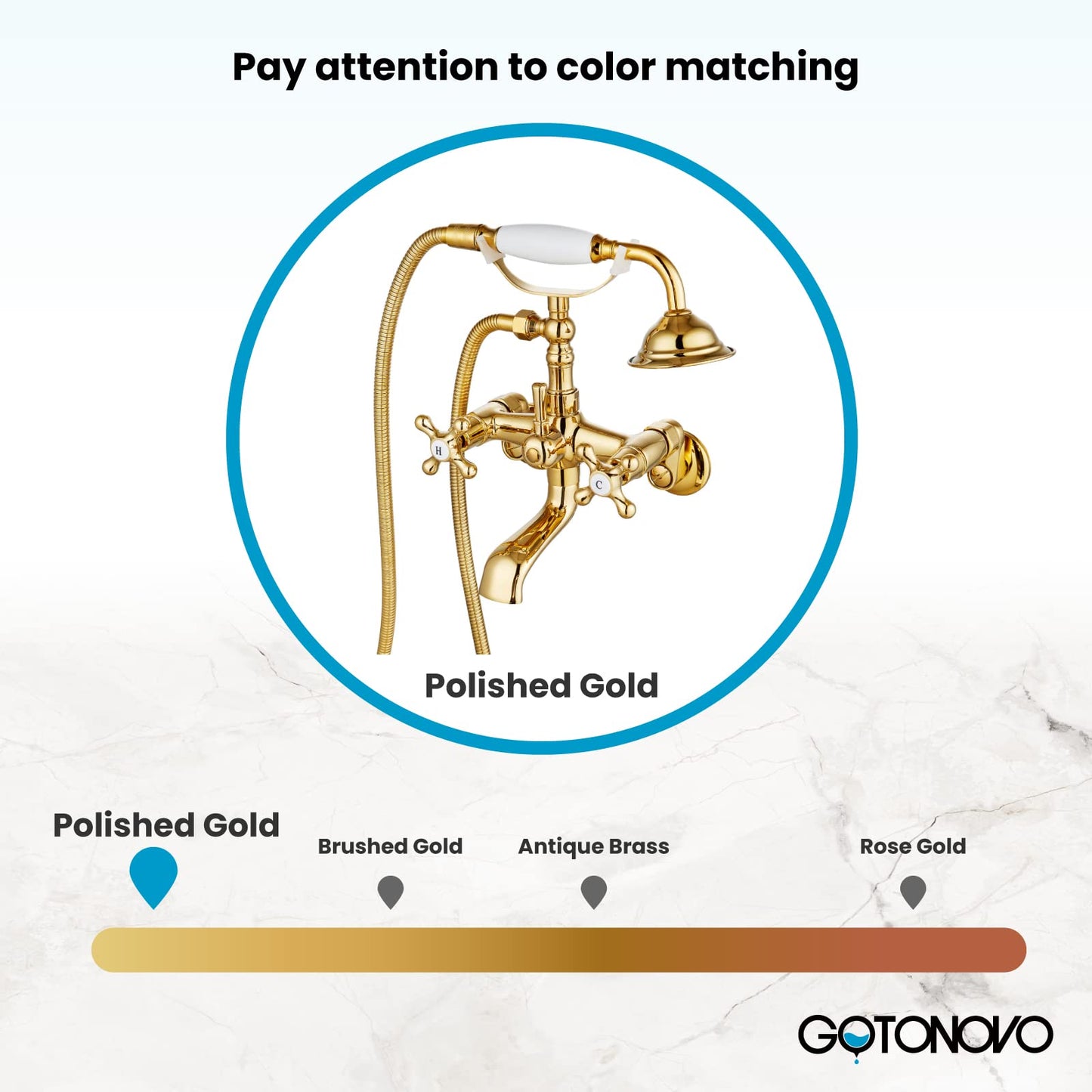 gotonovo Bathtub Clawfoot Faucet Brushed Nickel Finish Wall Mount Tub Filler with Hand Held Shower Faucet 2 Cross Handles with Tub Spout Victorian Vintage Telephone Style