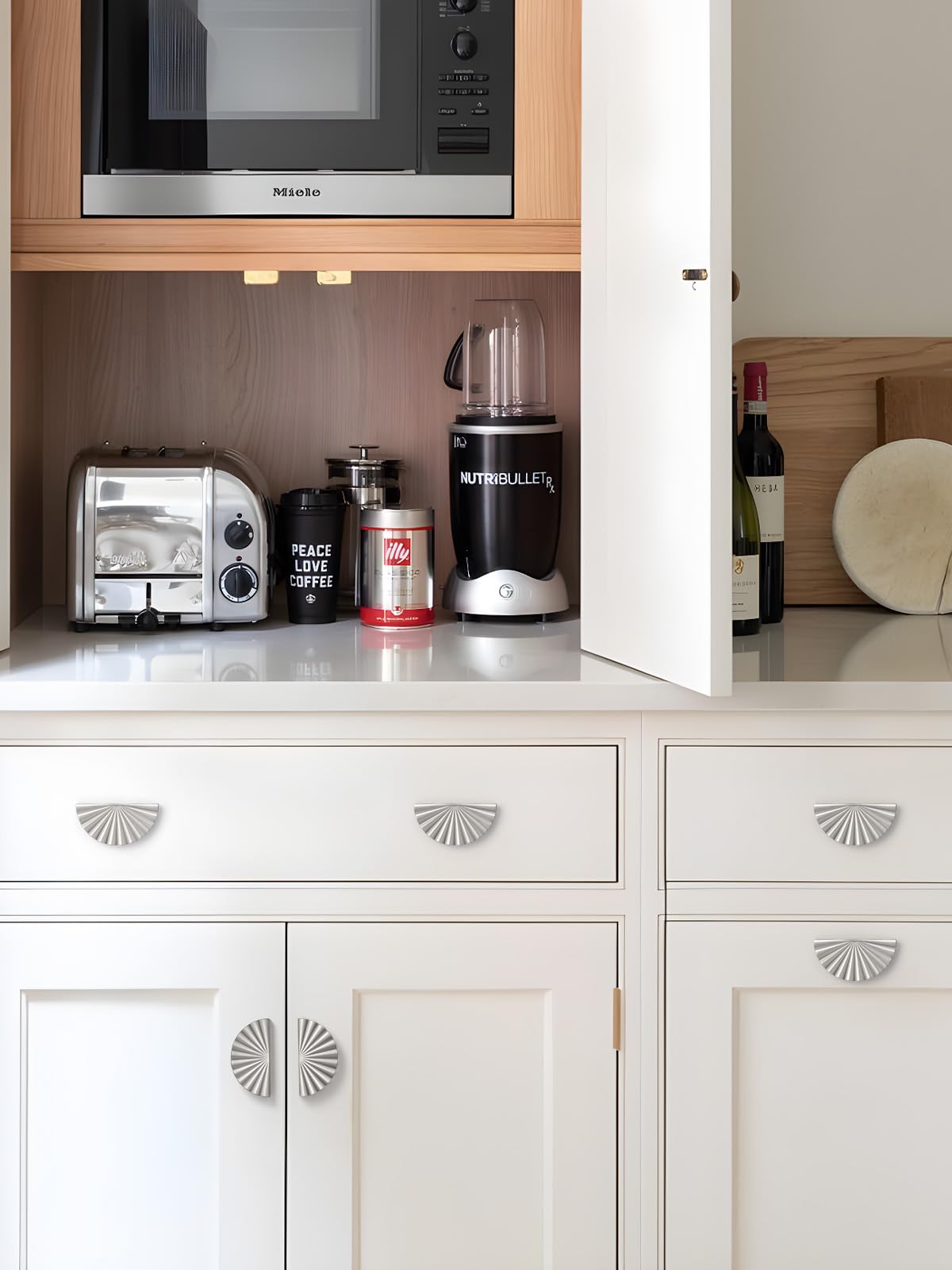 5 Pack Brushed Gold Cabinet Pulls 3" Hole Center Cup Flat Brass Drawer Pulls Kitchen Cupboard Bathroom Dresser Cabinet Hardware Handles Zinc Alloy