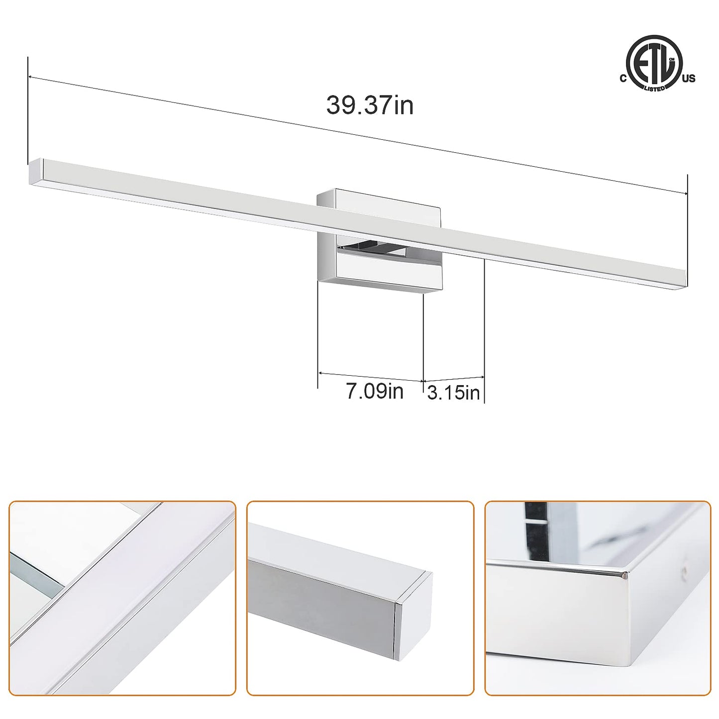 VOLISUN Modern Bathroom Vanity Light 15.7 inch, 12W Dimmable 5CCT Led Bathroom Light Fixture Over Mirror, Black Bar Vanity Light for Bathroom Mirror Restroom-ETL Certificated