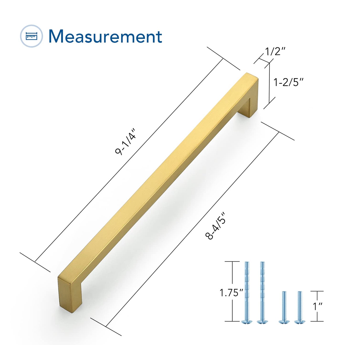 Ravinte 10 Pack Gold Cabinet Pulls 12-3/5 Inch Brushed Brass Kitchen Cabinet Handles Gold Square Kitchen Hardware for Cabinet Gold Kitchen Drawer Pulls Come with Screwdriver