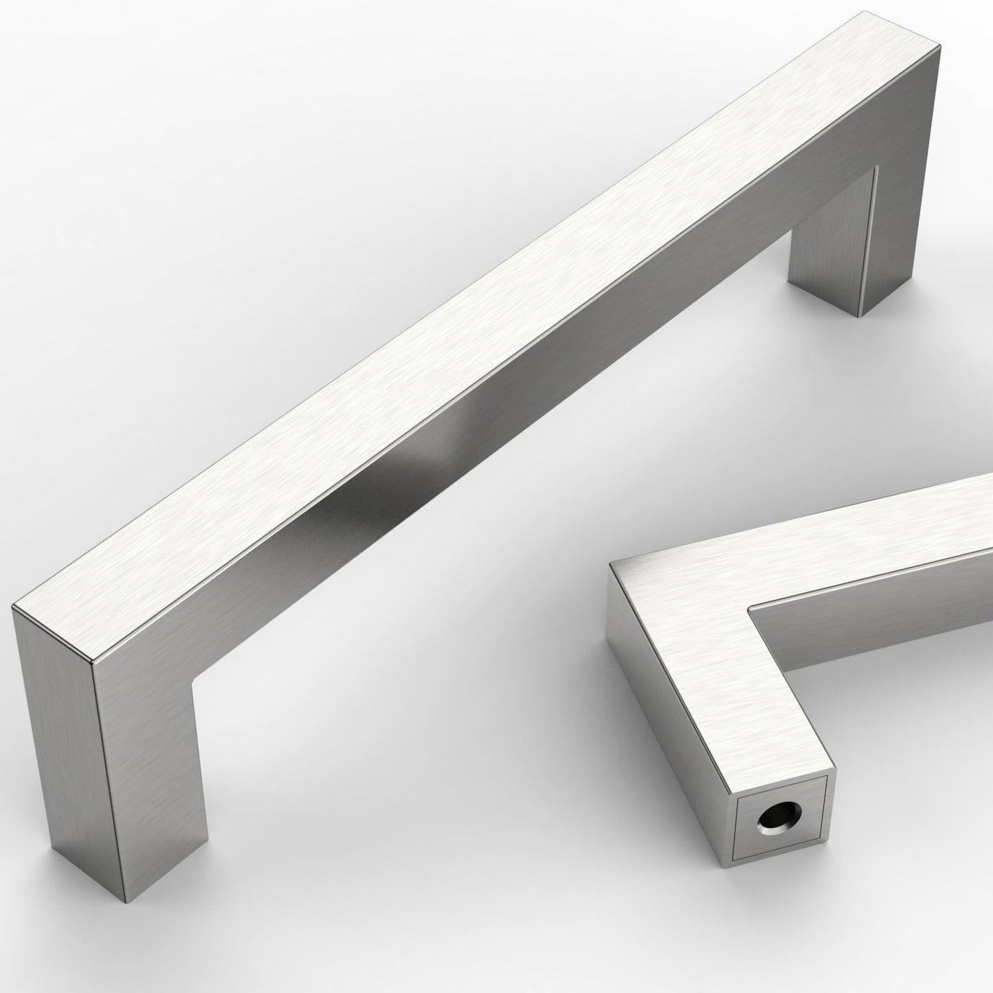 10 Pack 5''(128mm) Matte Black Cabinet Pulls Kitchen Stainless Steel Cabinet Handles Square Cabinet Hardware for Cupboard Drawer Pulls