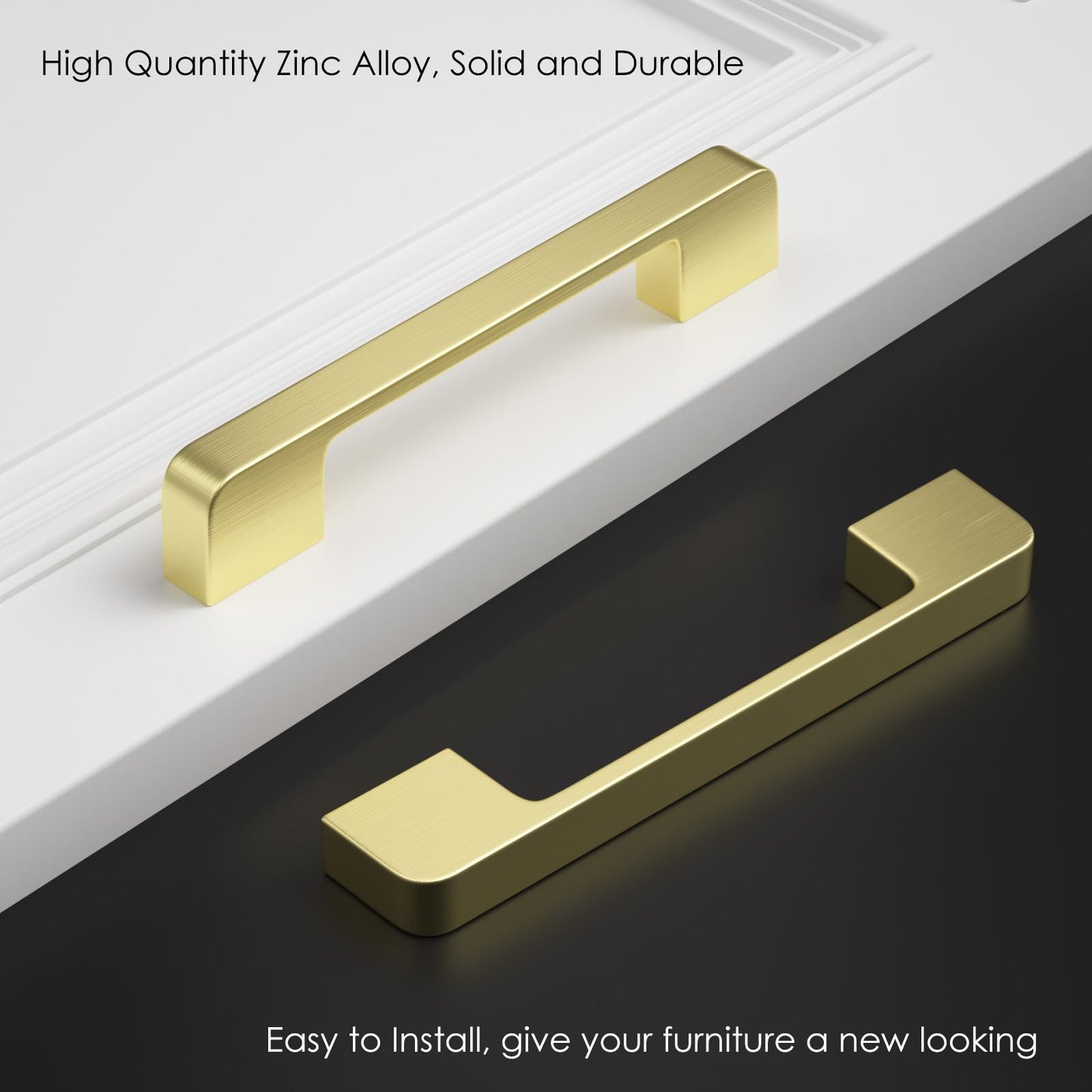 Rergy Champagne Bronze Cabinet Pulls, 10 Pack Champagne Bronze Cabinet Handles, 6.25" Screw Spacing Kitchen Cabinet Handles, 6-1/4inch(160mm) Center to Center Bathroom Cabient Hardware