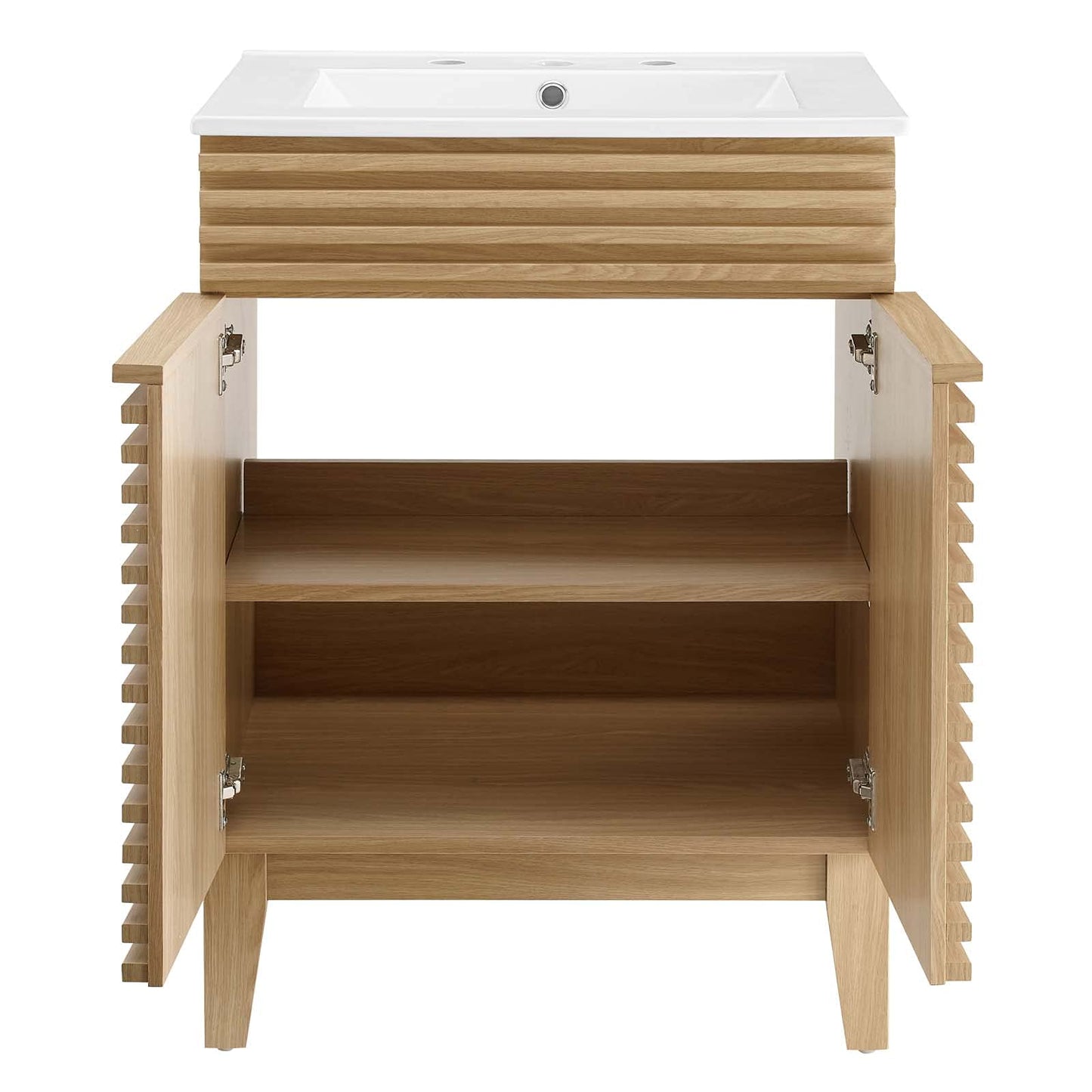 Modway Render 48" Double Sink Bathroom Vanity Cabinet in Walnut White