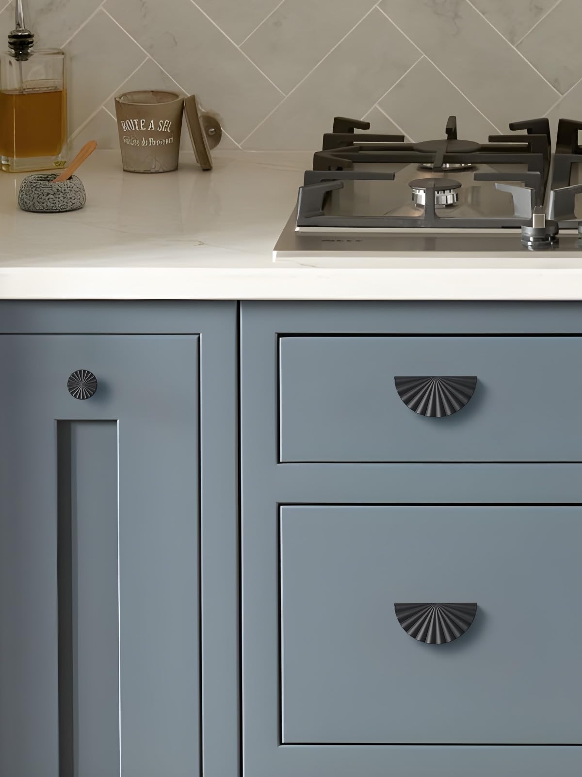 5 Pack Brushed Gold Cabinet Pulls 3" Hole Center Cup Flat Brass Drawer Pulls Kitchen Cupboard Bathroom Dresser Cabinet Hardware Handles Zinc Alloy