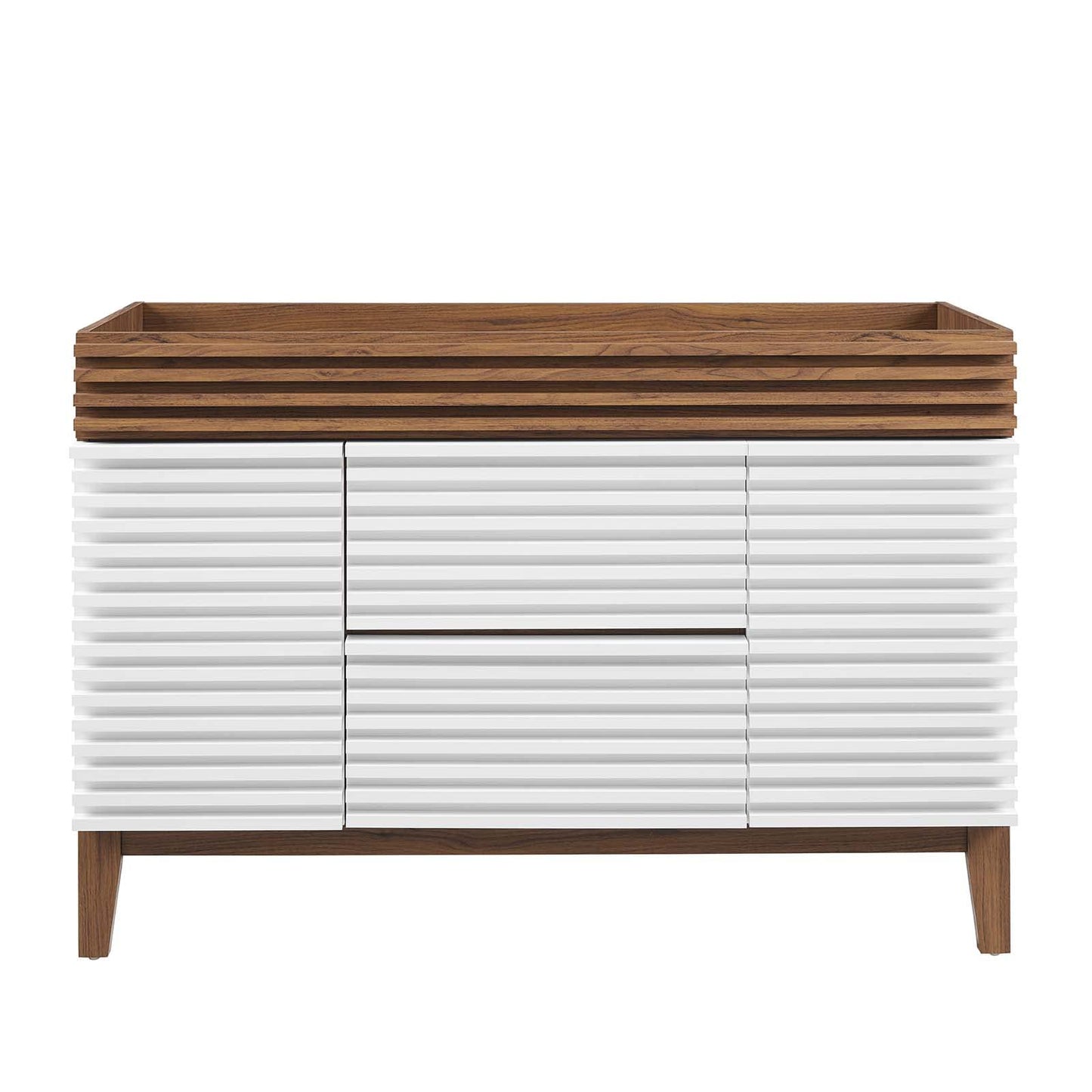 Modway Render 48" Double Sink Bathroom Vanity Cabinet in Walnut White