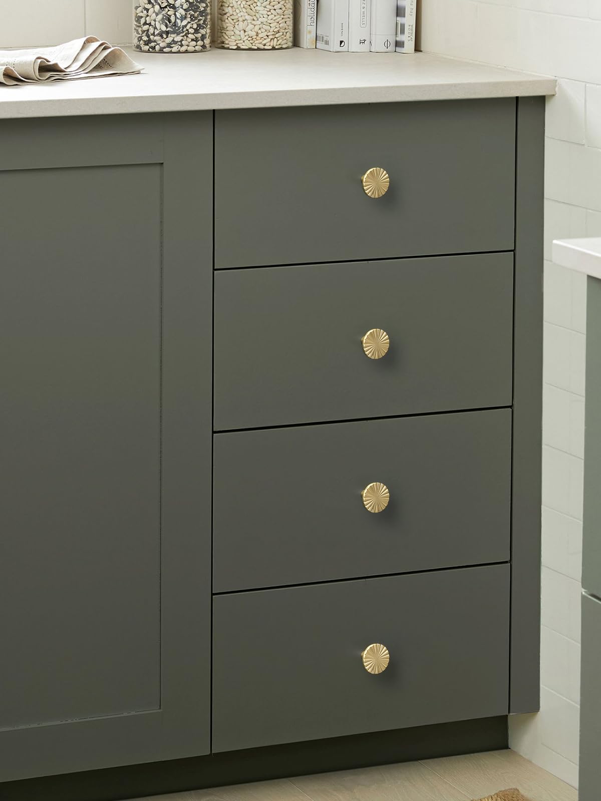 5 Pack Brushed Gold Cabinet Pulls 3" Hole Center Cup Flat Brass Drawer Pulls Kitchen Cupboard Bathroom Dresser Cabinet Hardware Handles Zinc Alloy