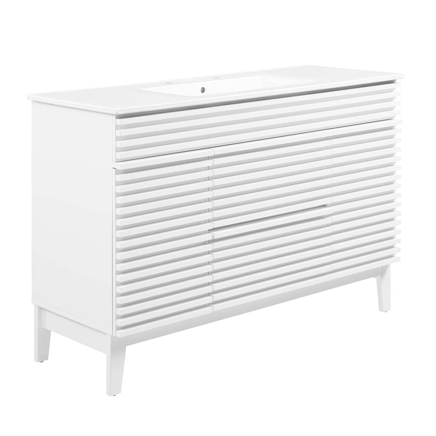 Modway Render 48" Double Sink Bathroom Vanity Cabinet in Walnut White