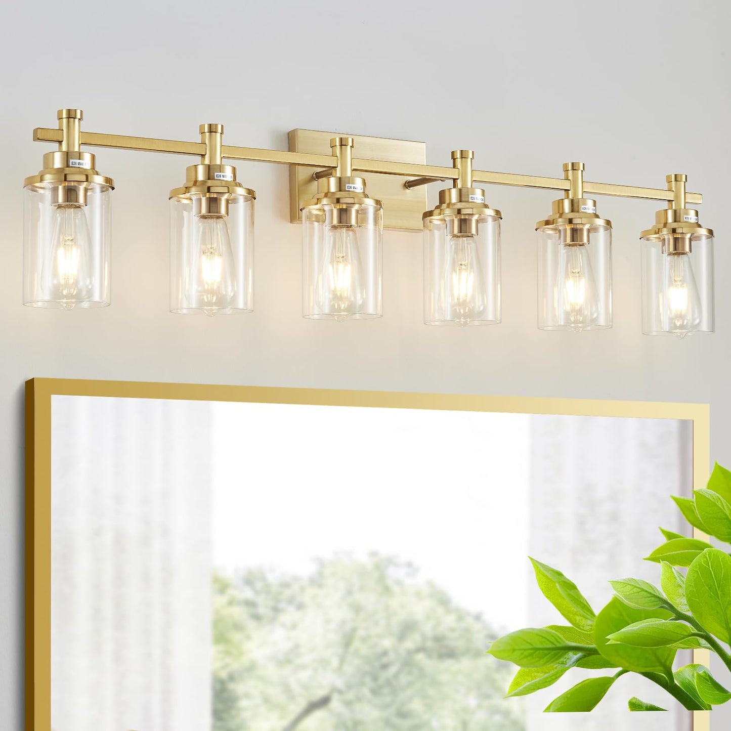 3 Light Bathroom Light Fixtures, Black and Brushed Gold Vanity Light Fixture Over Mirror, Modern Wall Sconces Lighting Wall Lamp for Bathroom, Bedroom, Hallway with Clear Glass Shade
