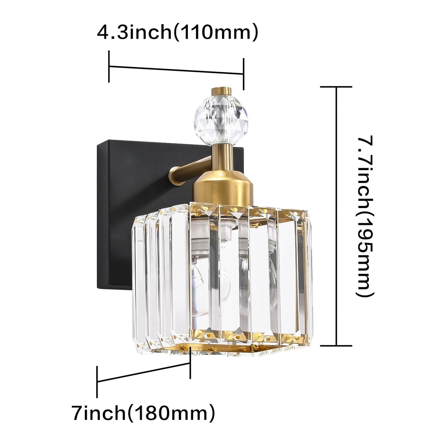 PRESDE Black Gold Crystal Bathroom Vanity Lights Fixtures Over Mirror Modern 3 Light Bath Wall Lighting