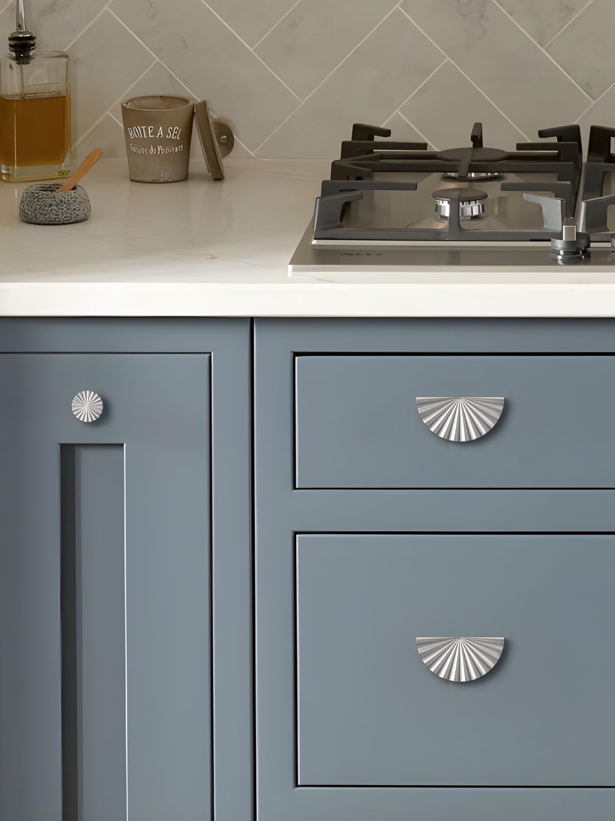 5 Pack Brushed Gold Cabinet Pulls 3" Hole Center Cup Flat Brass Drawer Pulls Kitchen Cupboard Bathroom Dresser Cabinet Hardware Handles Zinc Alloy