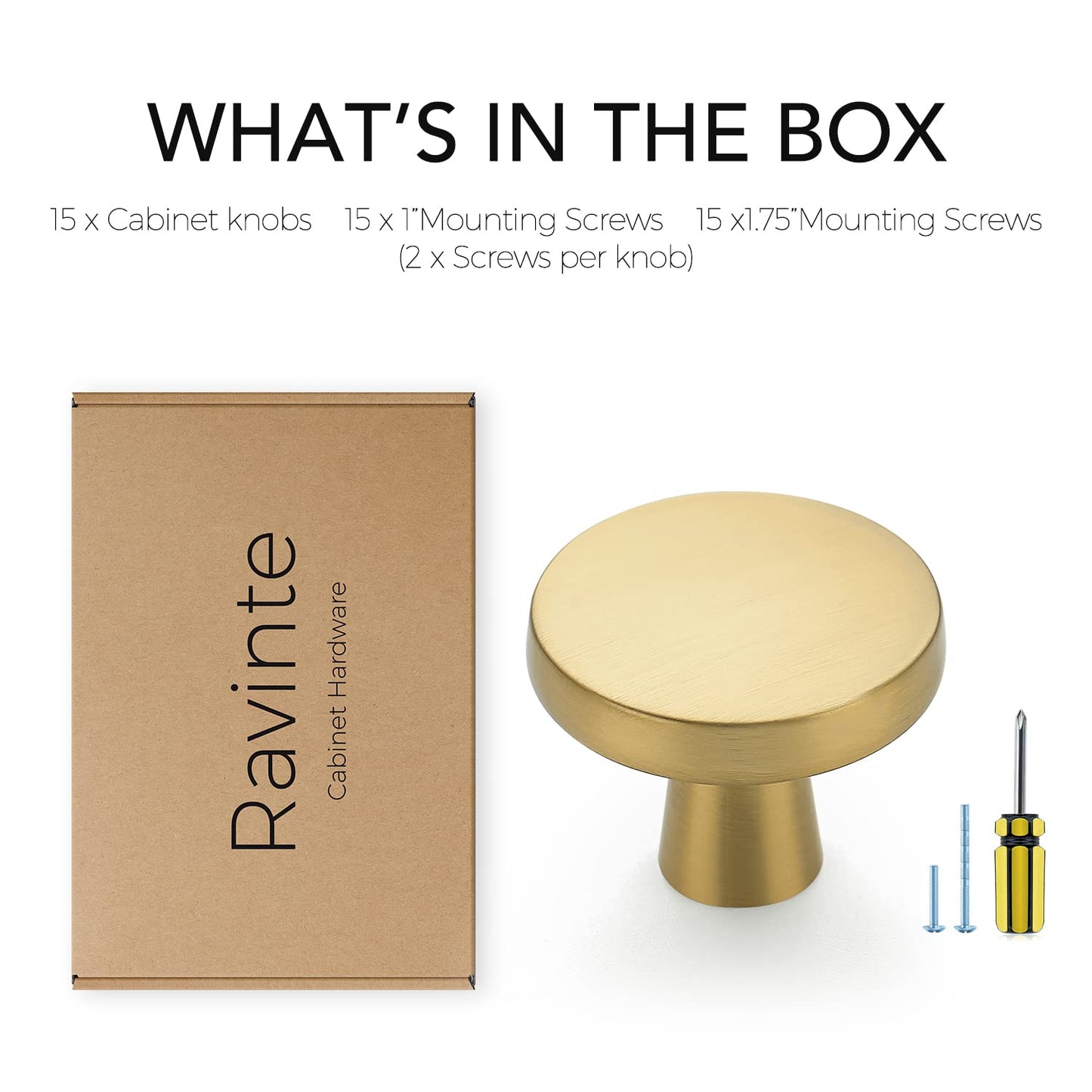 Ravinte 30 Pack Solid Knobs Kitchen Cabinet Knobs Round Knobs Dresser Drawer Knobs Gold Cabinet Hardware Round Cabinet Door Knobs Drawer Knobs Brushed Brass Drawer Pulls