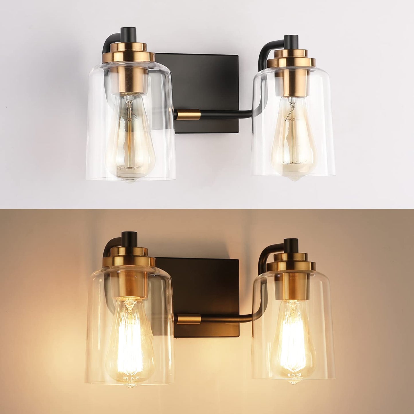SOLFART Vintage Vanity Lighting Fixtures for Bathroom Black with Bronze Wall Lamp Sconce Black with Bronze 4 lights