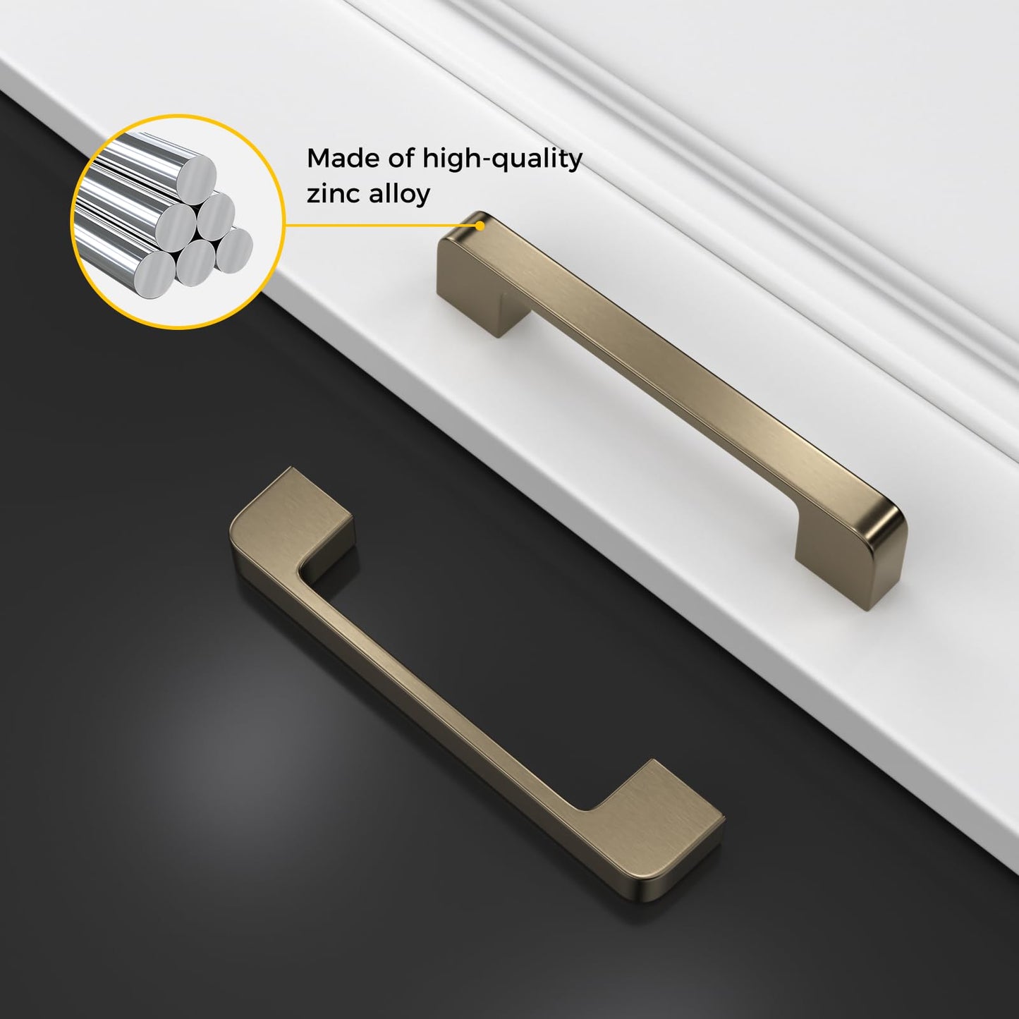 Rergy Champagne Bronze Cabinet Pulls, 10 Pack Champagne Bronze Cabinet Handles, 6.25" Screw Spacing Kitchen Cabinet Handles, 6-1/4inch(160mm) Center to Center Bathroom Cabient Hardware