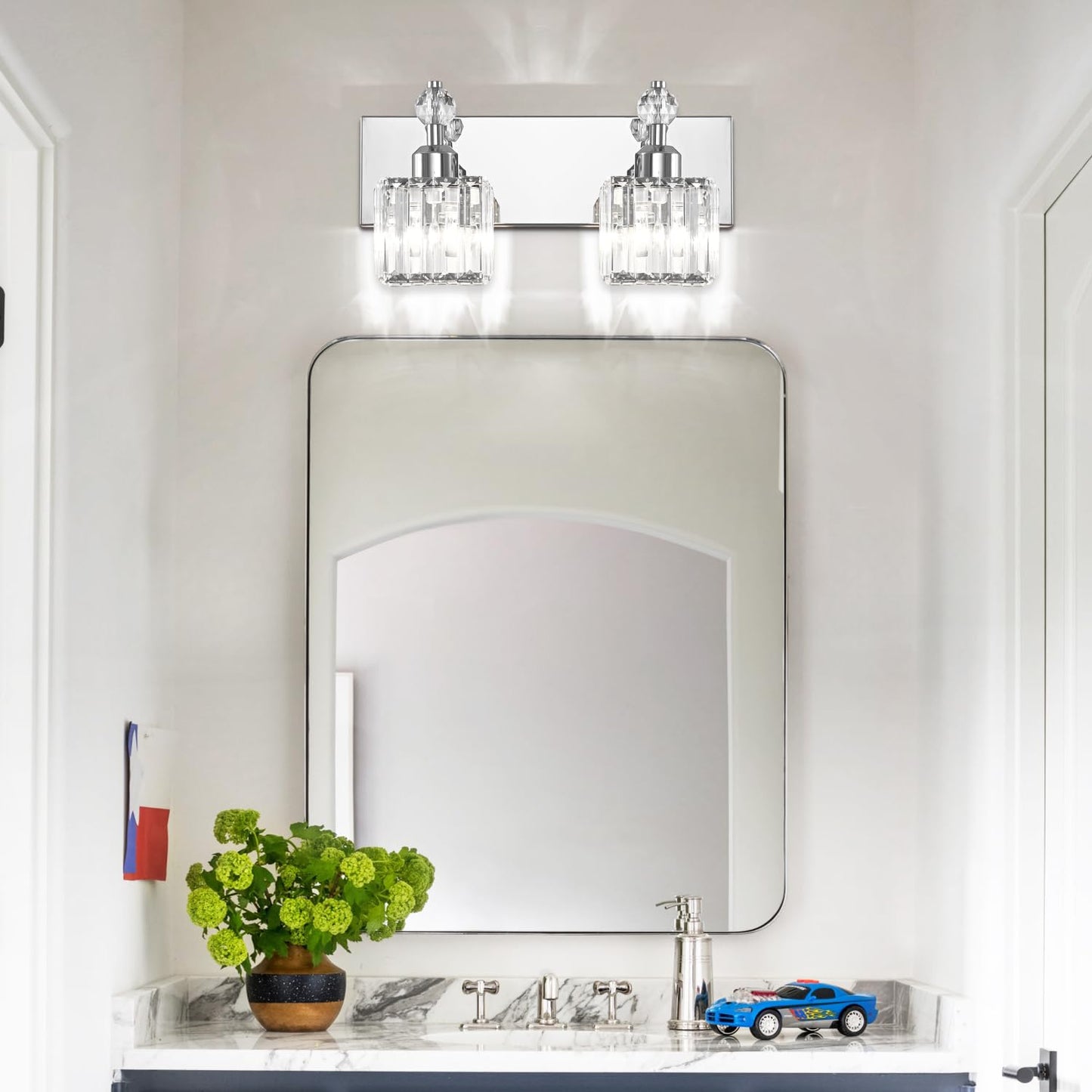 PRESDE Black Gold Crystal Bathroom Vanity Lights Fixtures Over Mirror Modern 3 Light Bath Wall Lighting